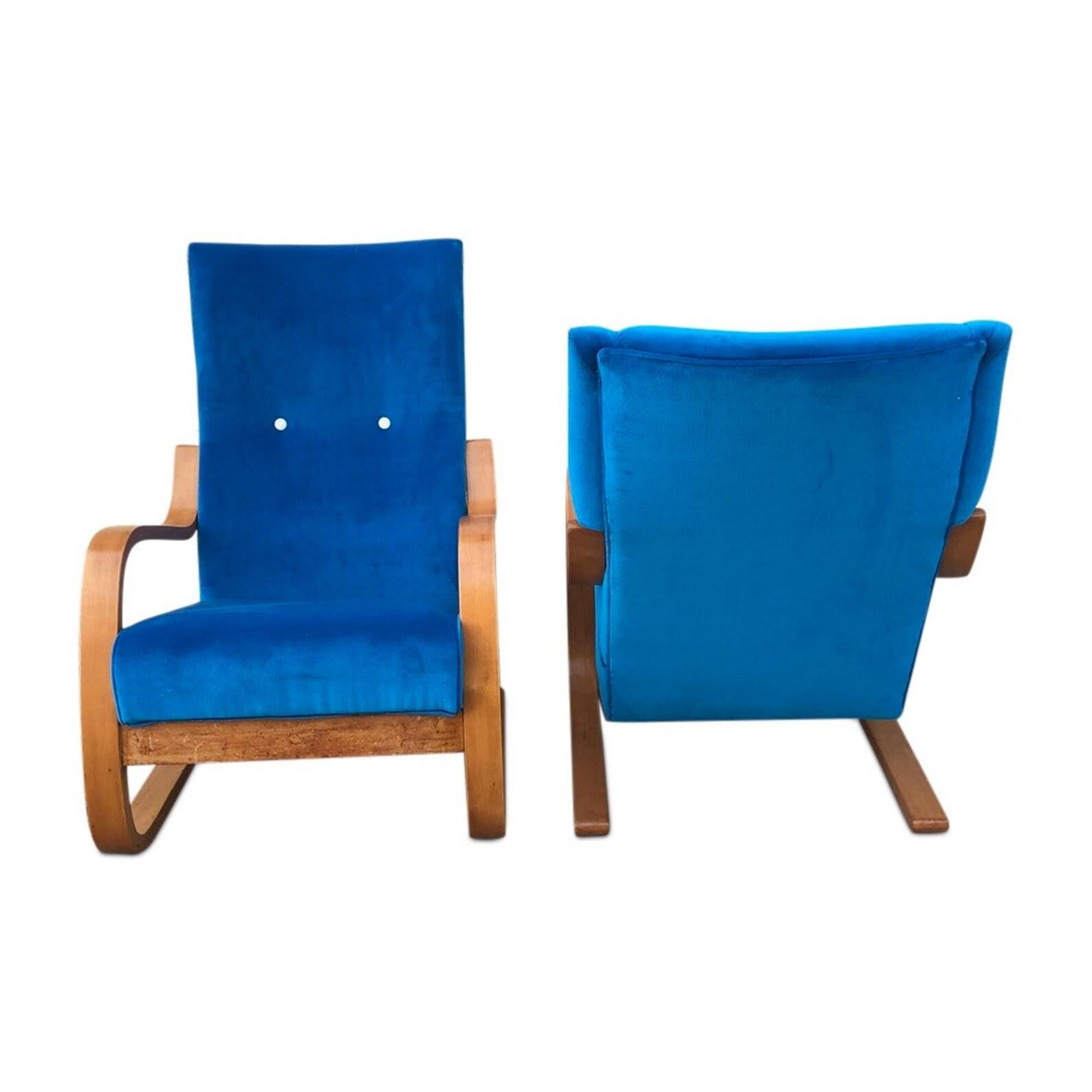 Mid-Century Pair Curated Vintage Chairs by Architect Alvar Aalto 4