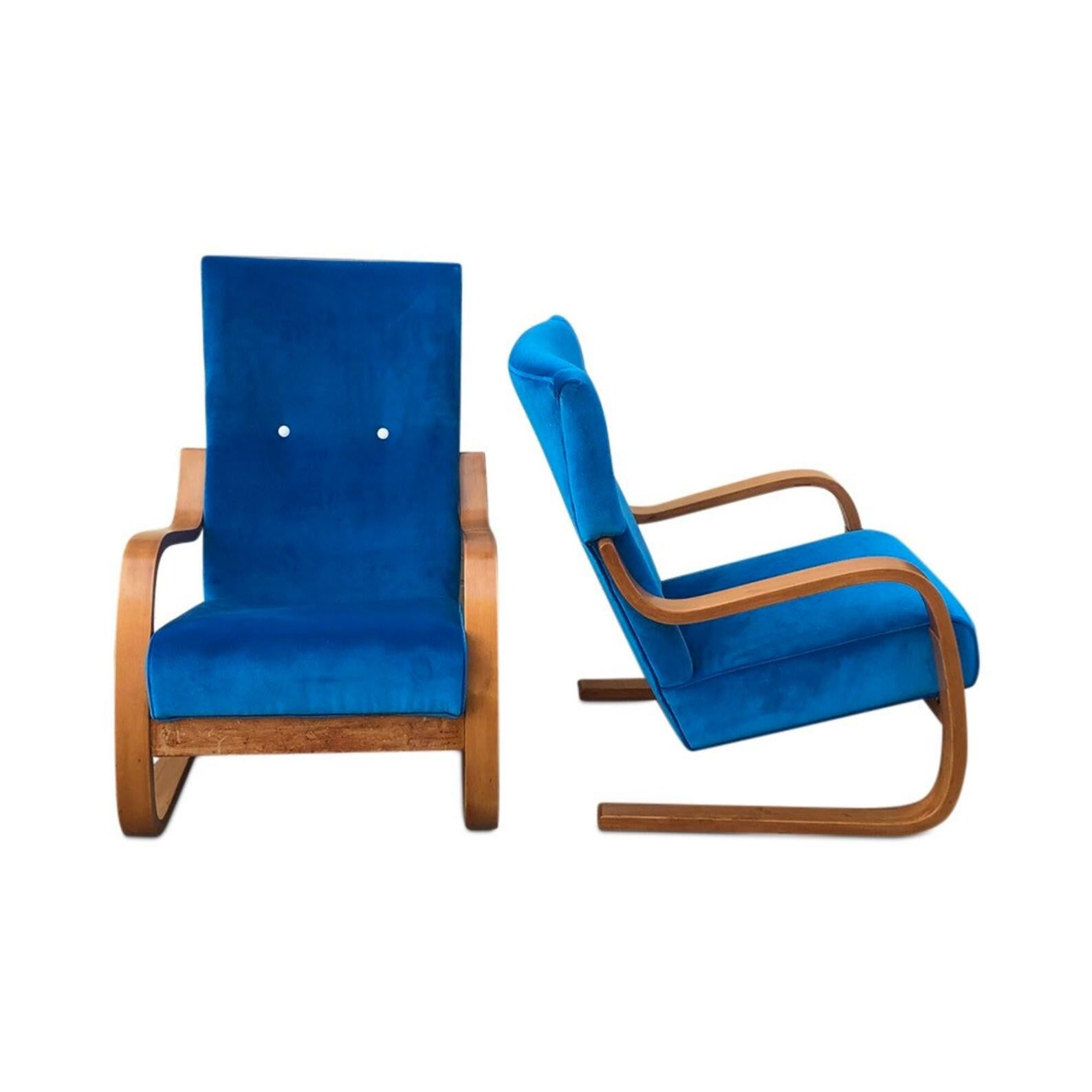 Mid-Century Pair Curated Vintage Chairs by Architect Alvar Aalto 5