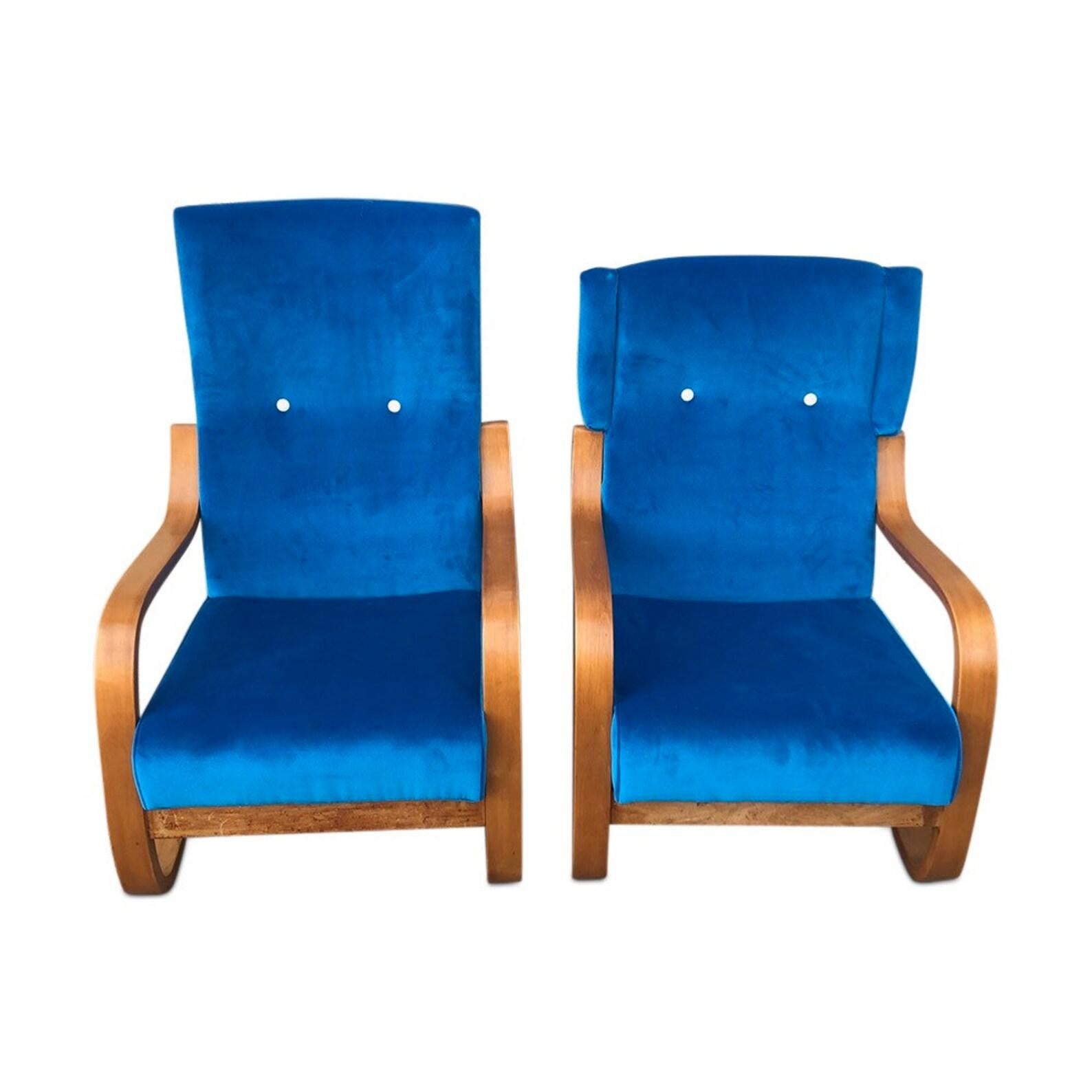 Mid-Century Modern Mid-Century Pair Curated Vintage Chairs by Architect Alvar Aalto
