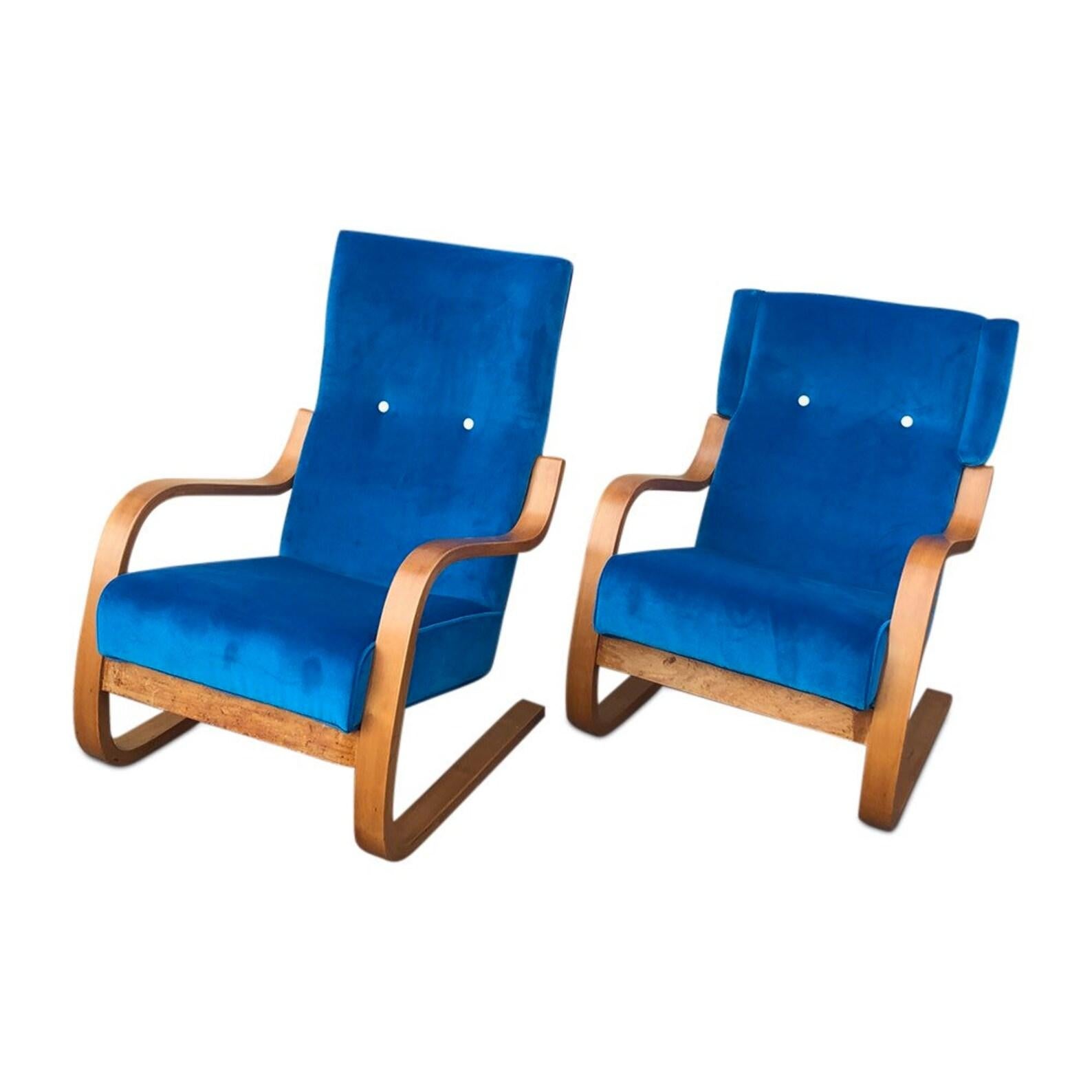 Mid-20th Century Mid-Century Pair Curated Vintage Chairs by Architect Alvar Aalto