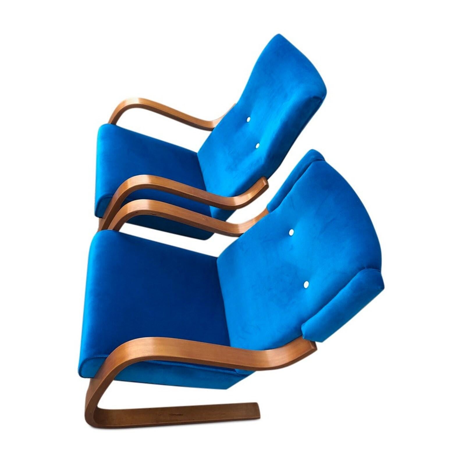 Mid-Century Pair Curated Vintage Chairs by Architect Alvar Aalto 1