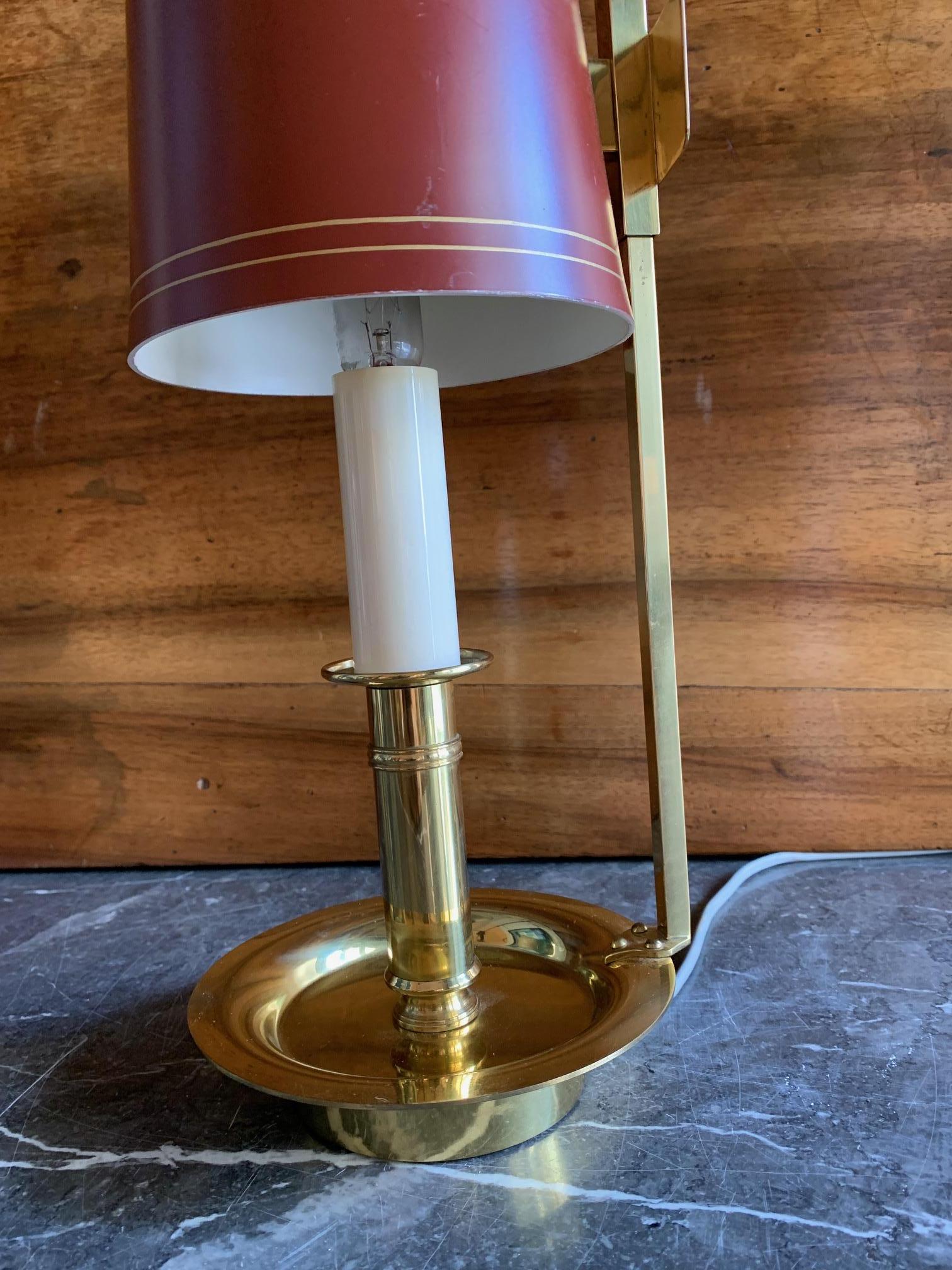 Mid Century Pair Danish Brass Bouillotte Lamps 2