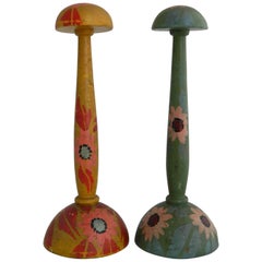 Midcentury Pair Hatstands c1960 Floral Au Printemps Paris Flower Power FREE SHIP