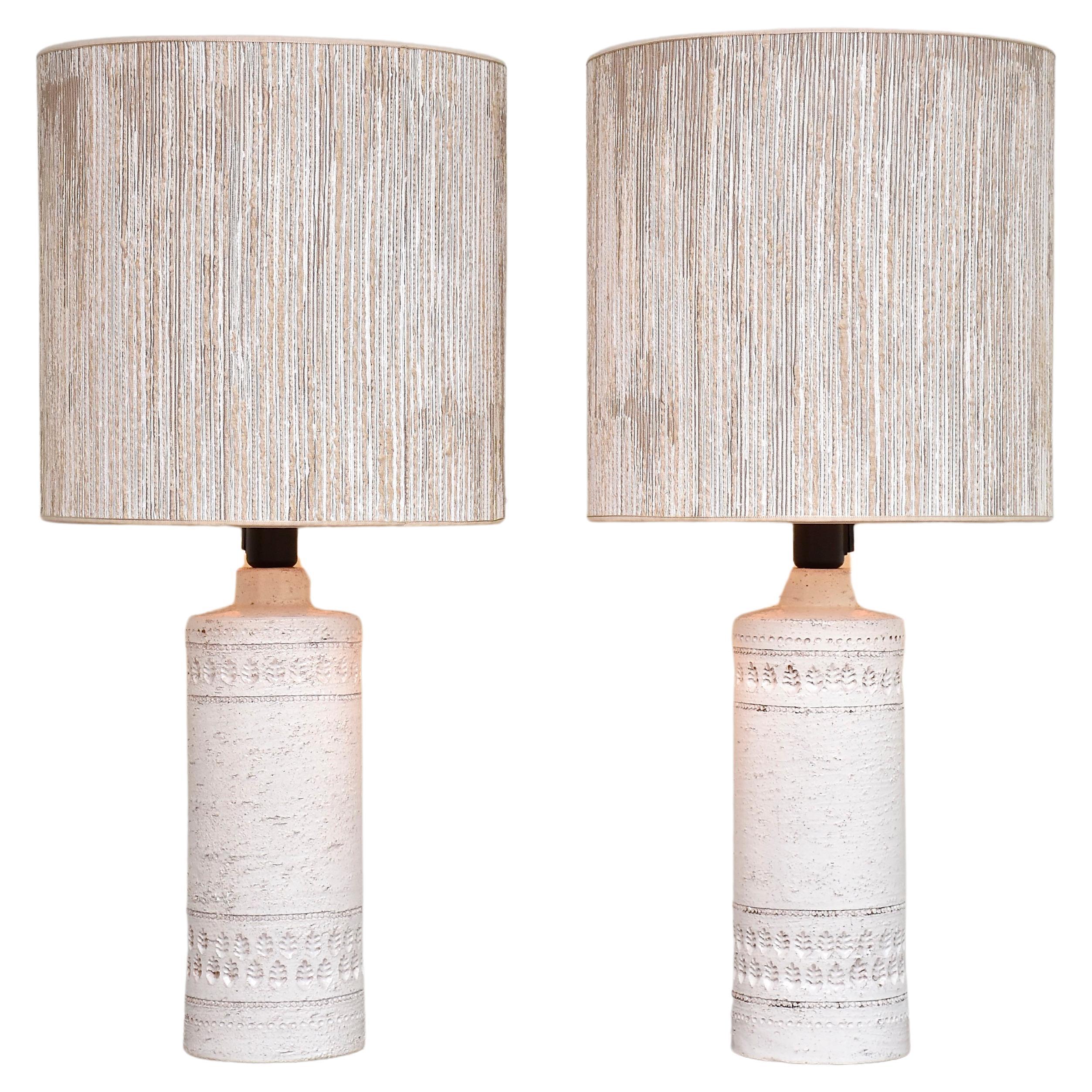 Mid-century pair large ceramic table lamps by Bitossi for Bergboms For Sale