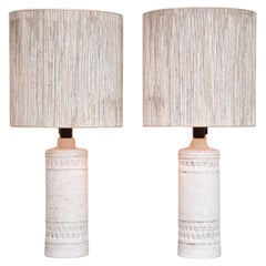 Vintage Mid-century pair large ceramic table lamps by Bitossi for Bergboms