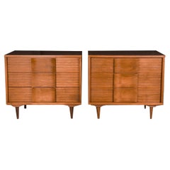 Retro Mid-Century Pair Nightstands Commodes Tables Johnson Carper 