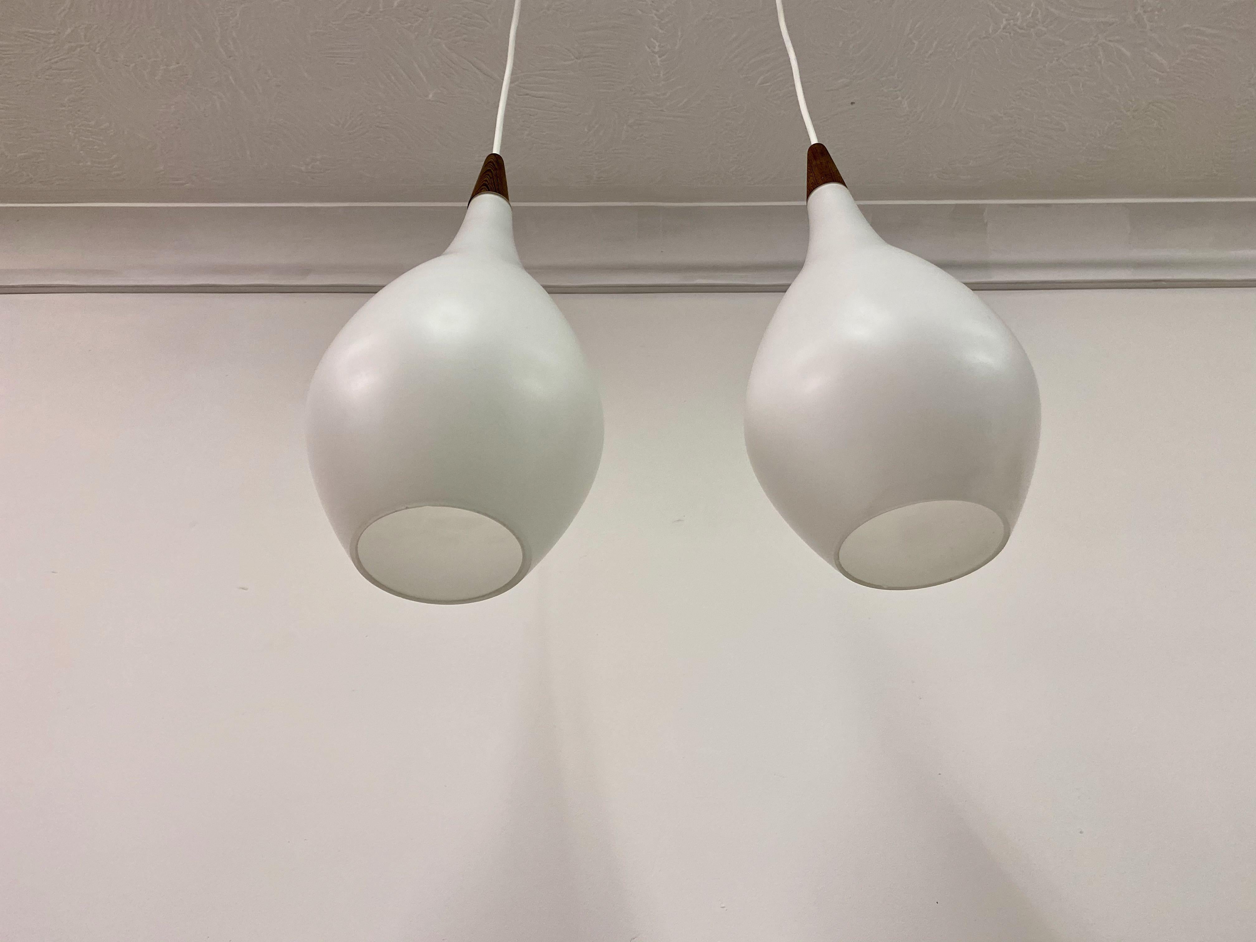 Midcentury Pair of 1960s Danish Opaline Glass Pendants 4