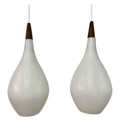 Midcentury Pair of 1960s Danish Opaline Glass Pendants