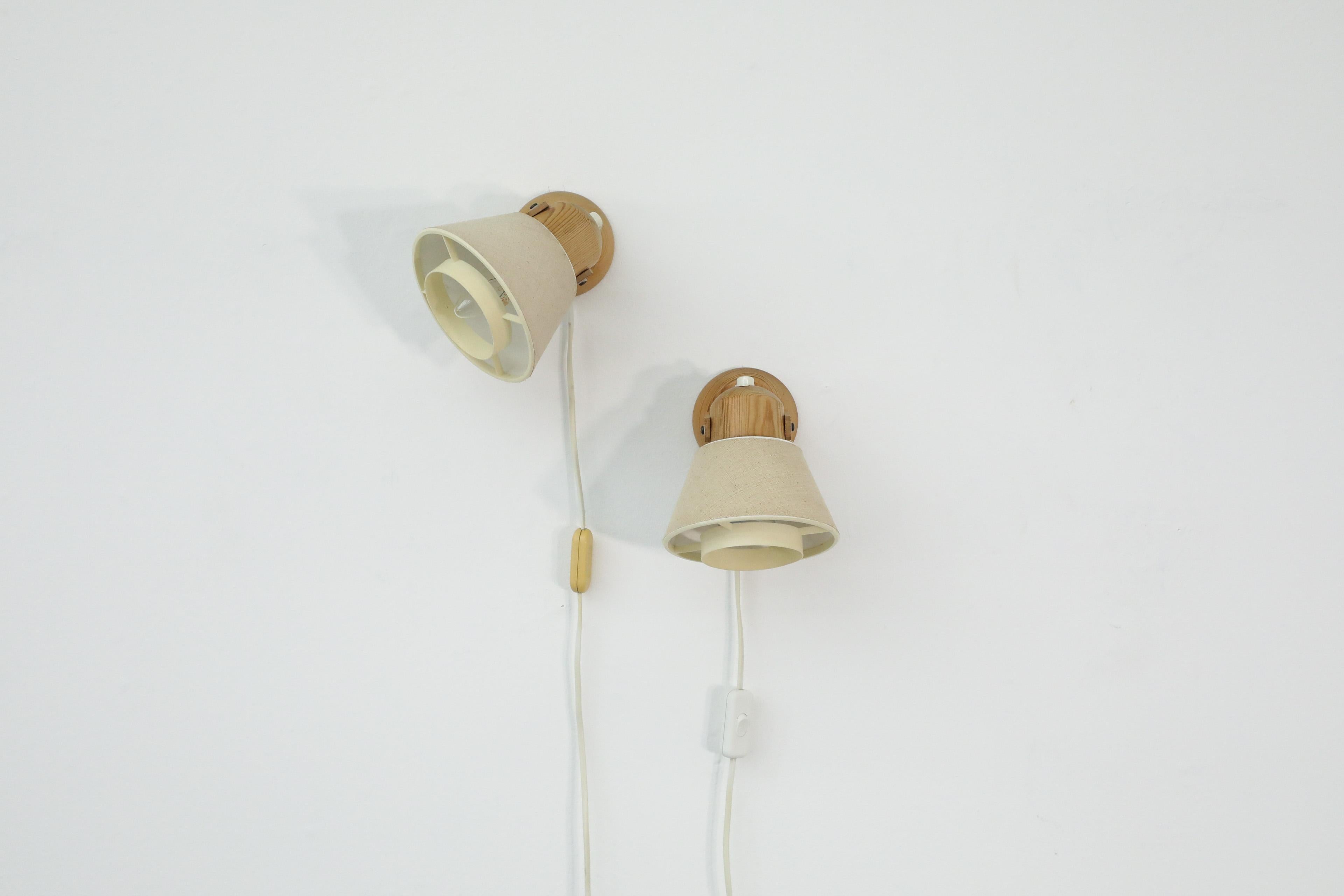 Late 20th Century Mid-Century Pair of 1970's AB Solbackens Svarveri Pine Sconces For Sale