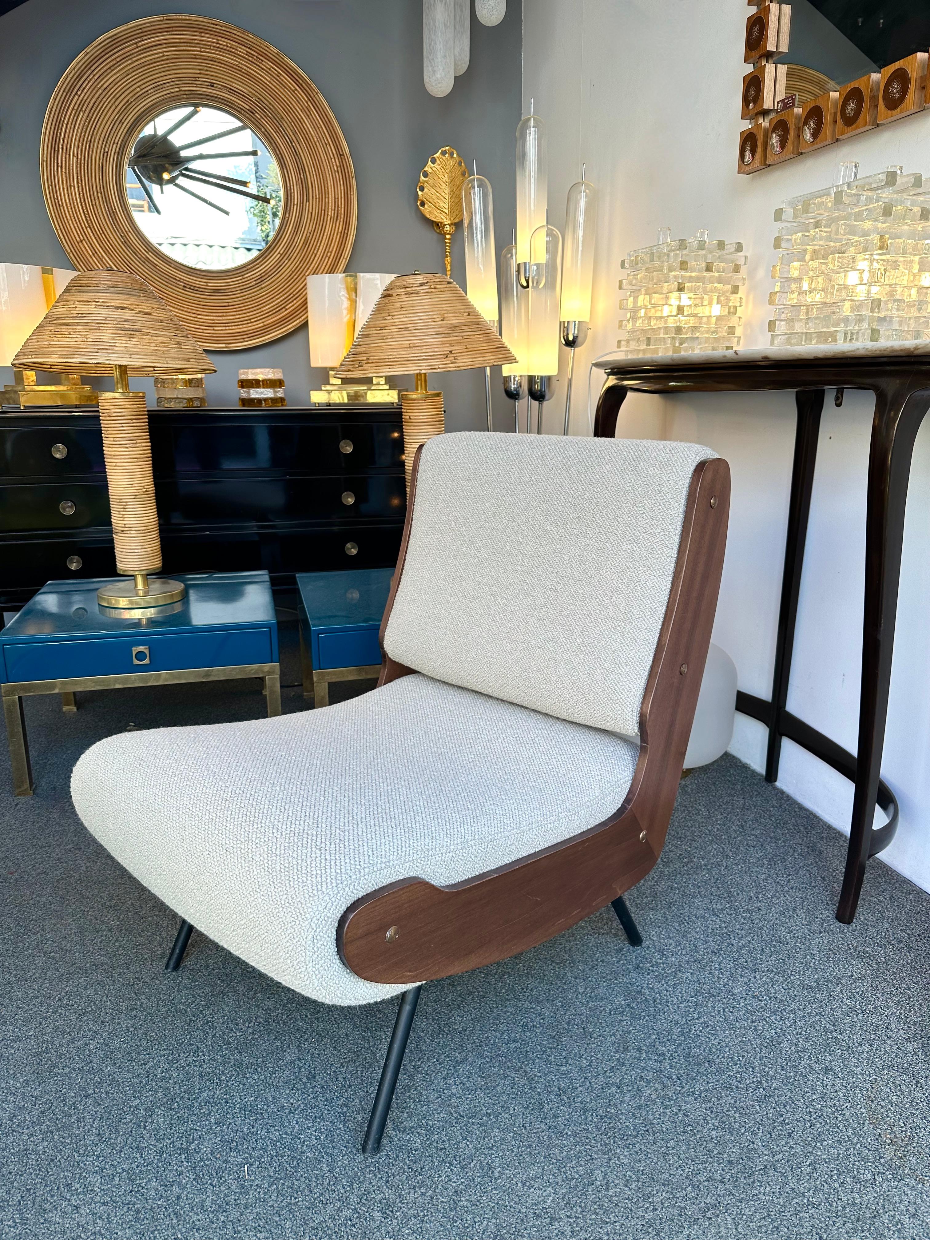 Mid-Century Pair of 836 Wood Armchairs by Gianfranco Frattini, Italy, 1950s In Good Condition In SAINT-OUEN, FR