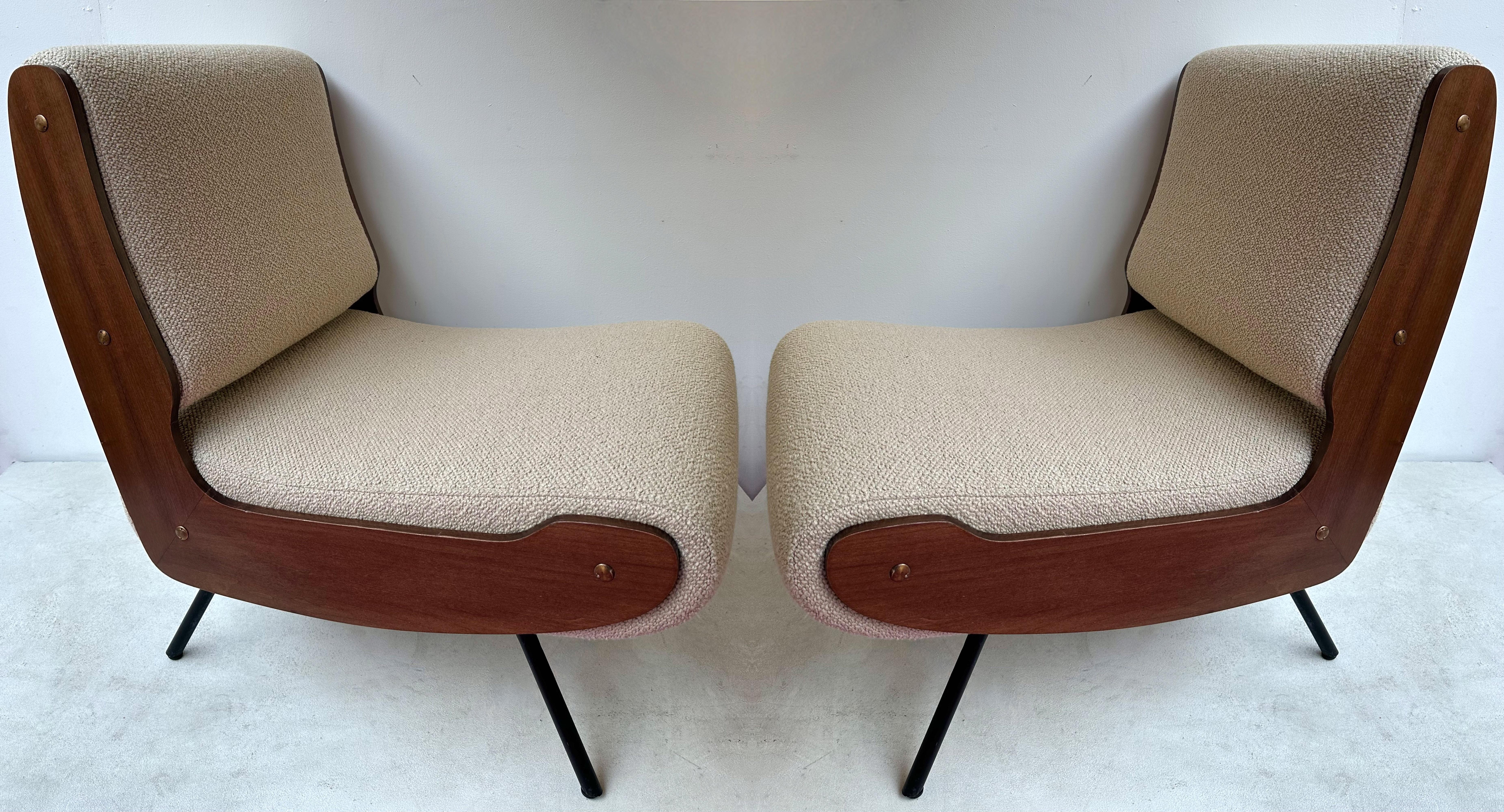 Mid-Century Pair of 836 Wood Armchairs by Gianfranco Frattini, Italy, 1950s 1