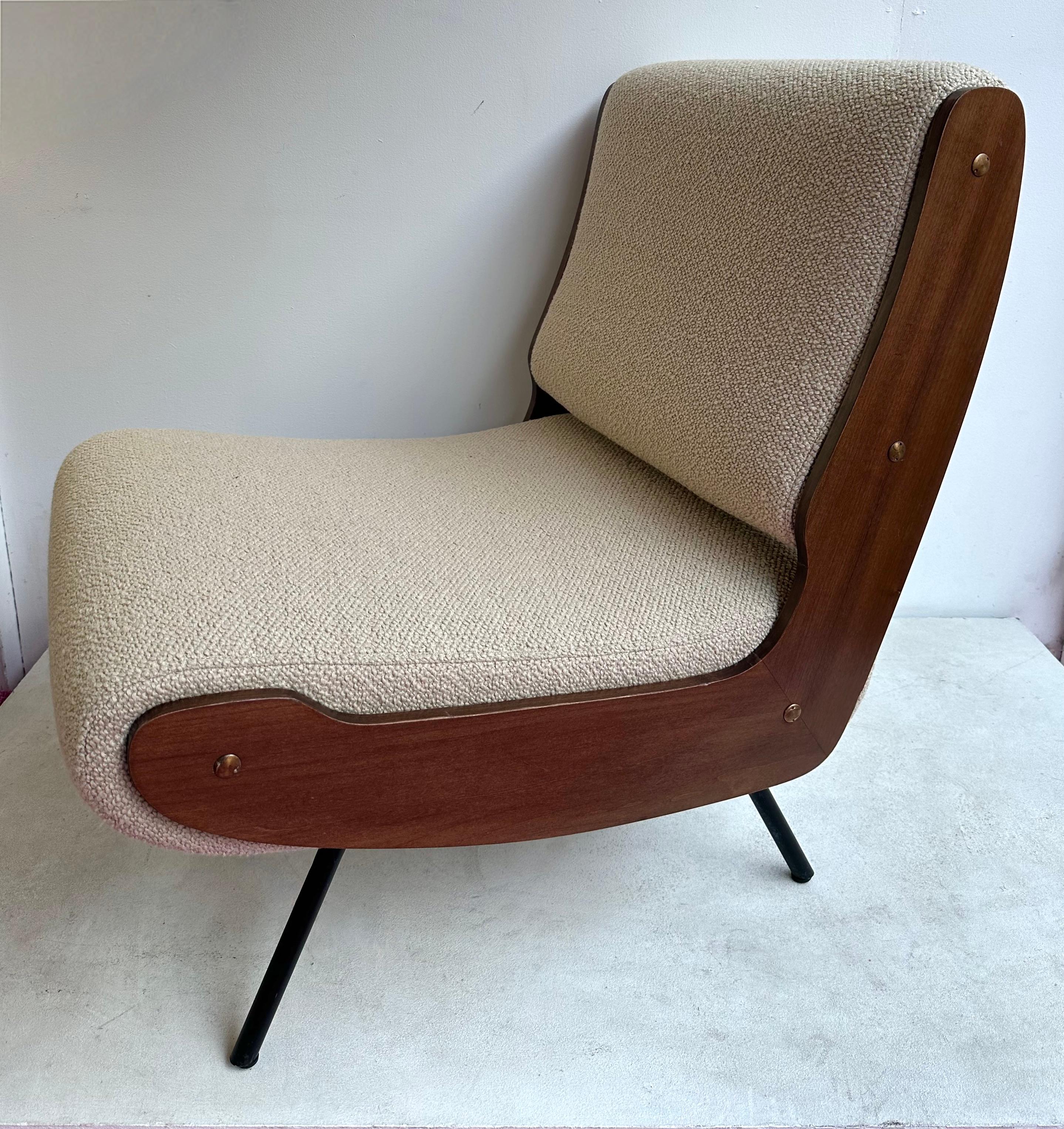 Mid-Century Pair of 836 Wood Armchairs by Gianfranco Frattini, Italy, 1950s 2