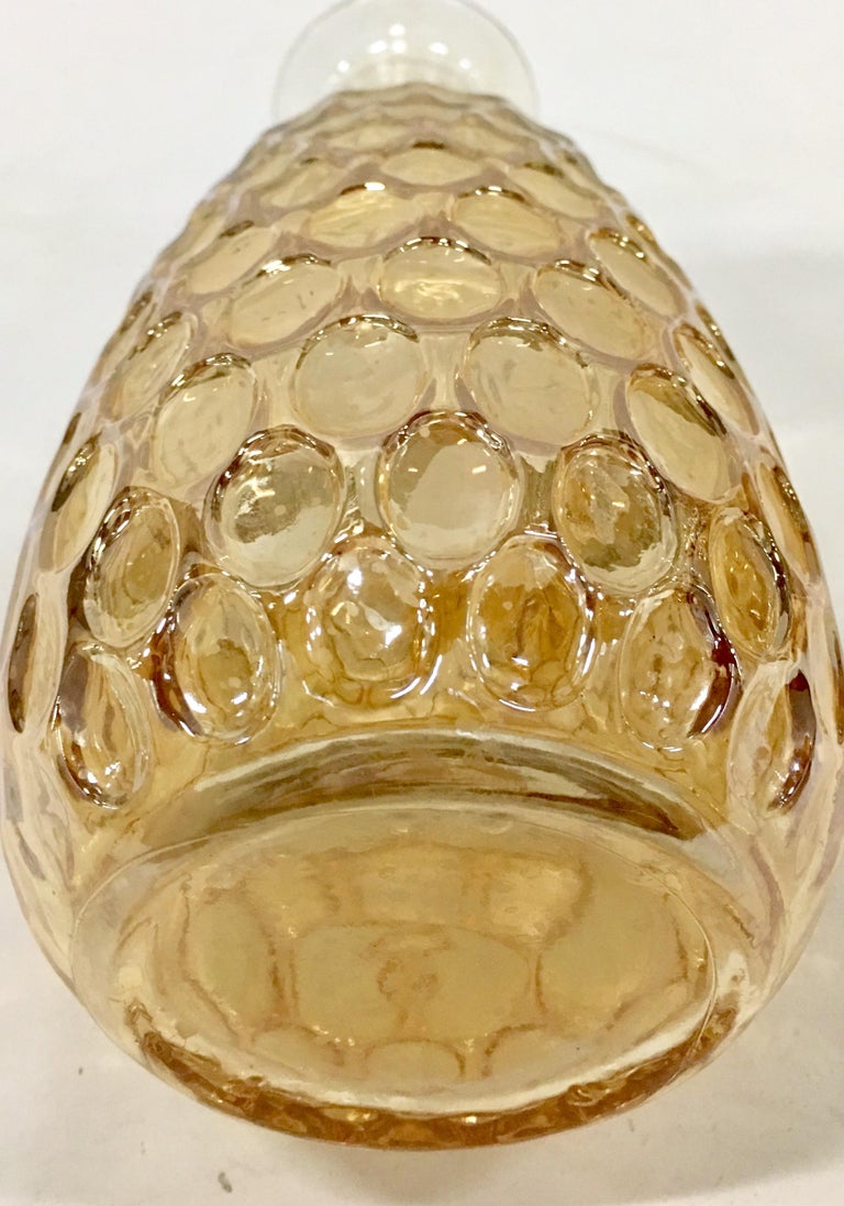 Mid-Century Pair Of American Blown Glass Iridescent Thumbprint Liquor Decanters at 1stdibs
