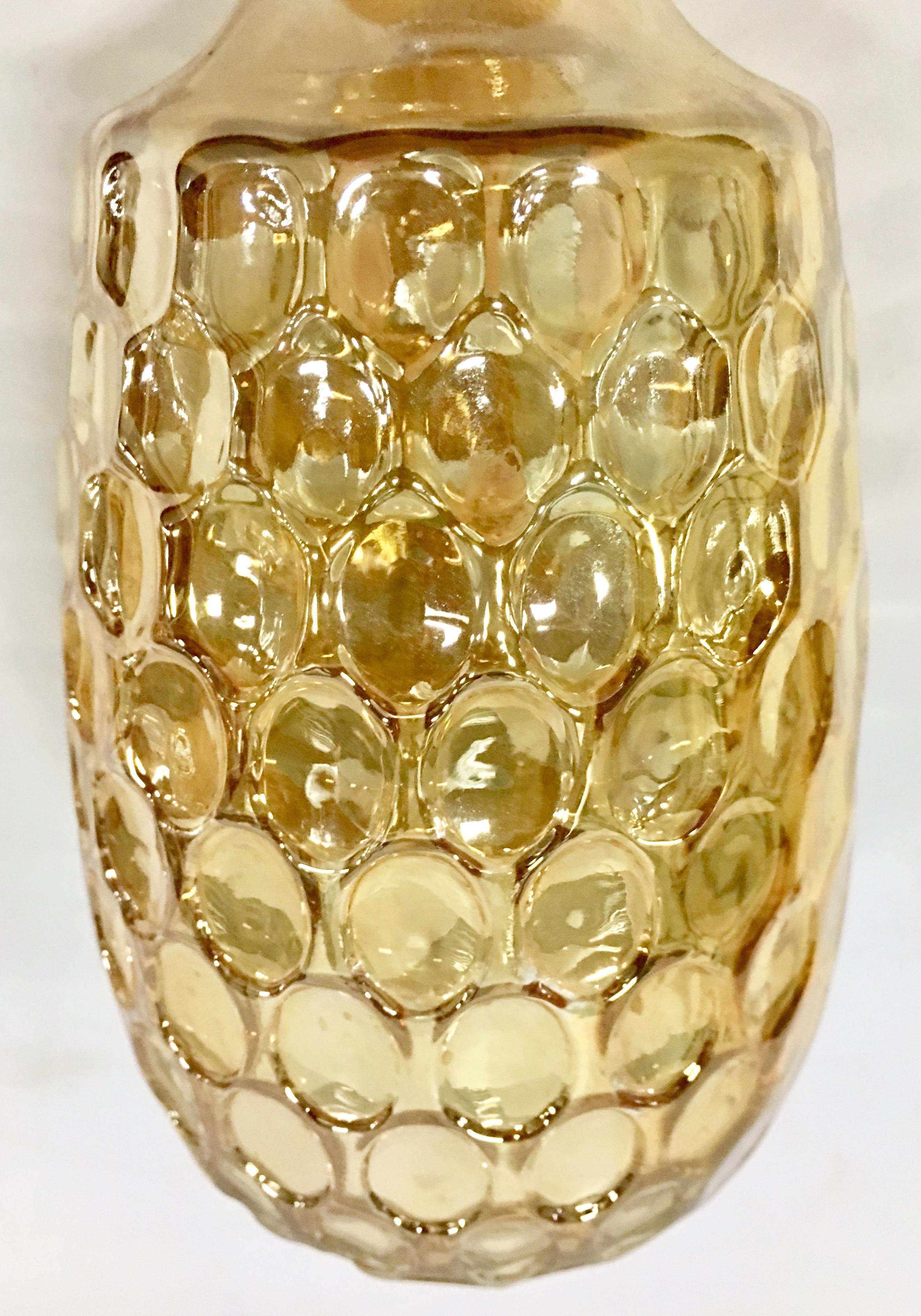 Mid-Century Pair Of American Blown Glass Iridescent Thumbprint Liquor Decanters 5