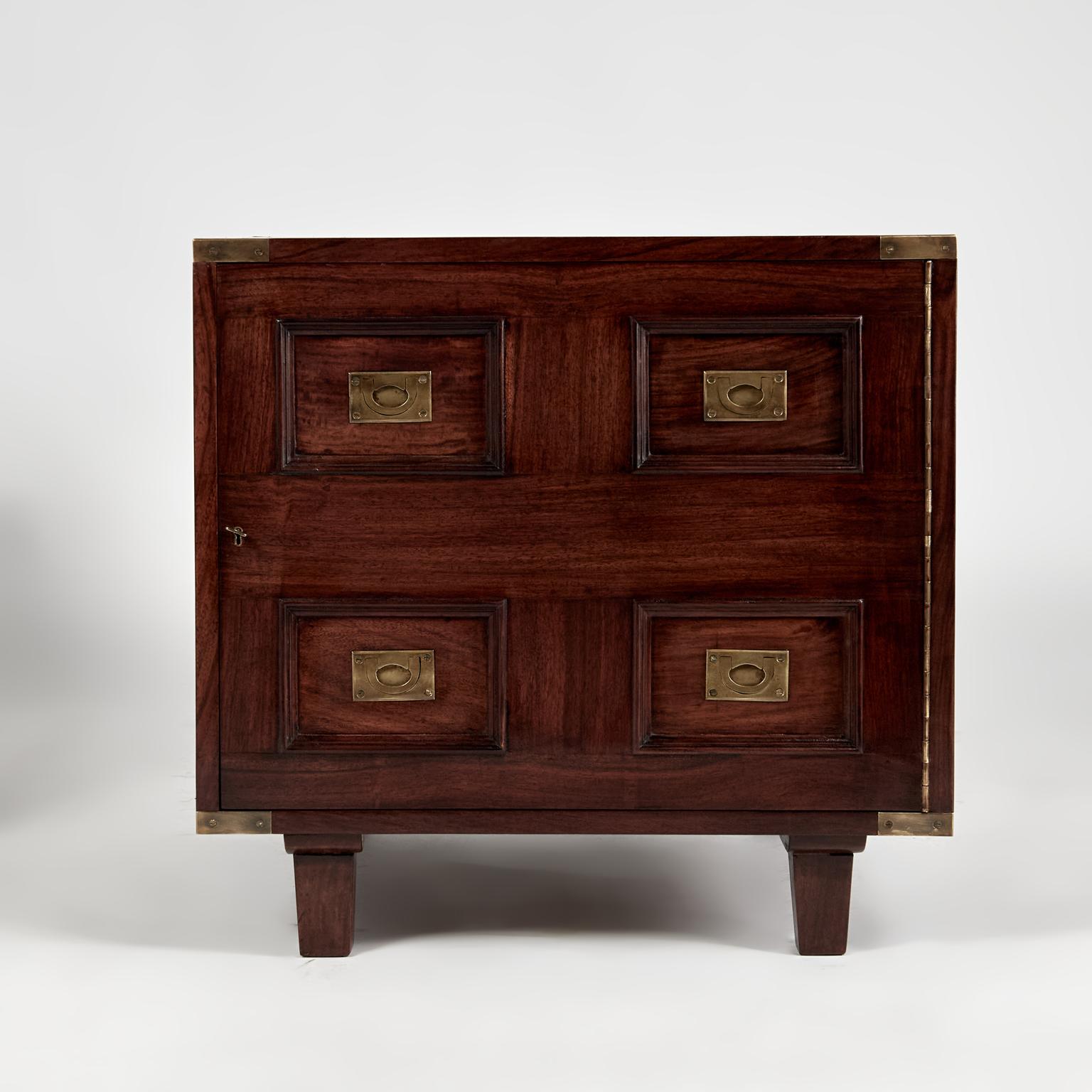 Mid Century Pair of Anglo Indian Campaign Night Stands For Sale 4