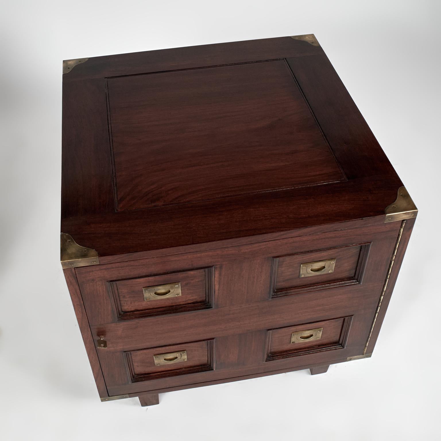 Mid Century Pair of Anglo Indian Campaign Night Stands For Sale 9
