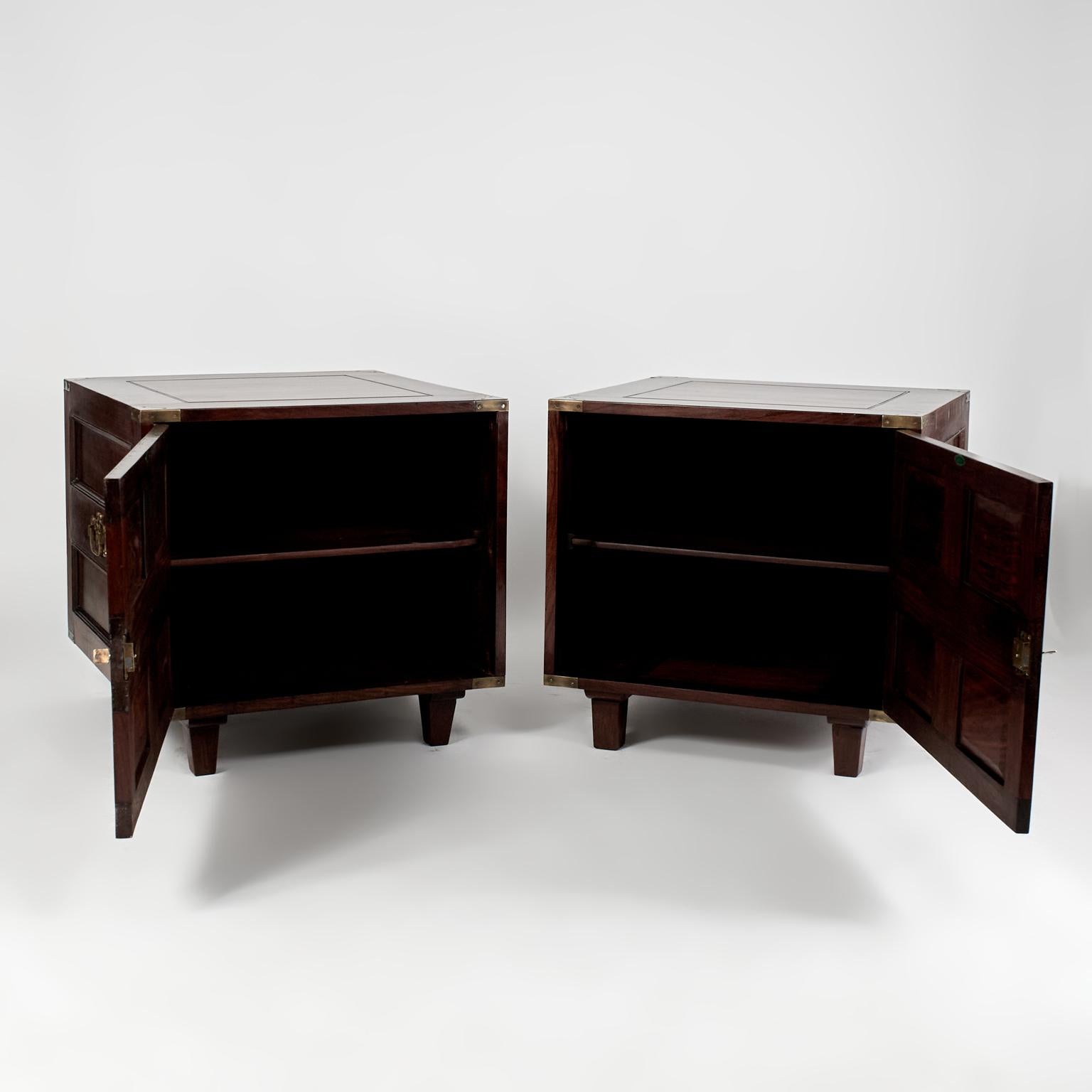 Mid Century Pair of Anglo Indian Campaign Night Stands For Sale 12