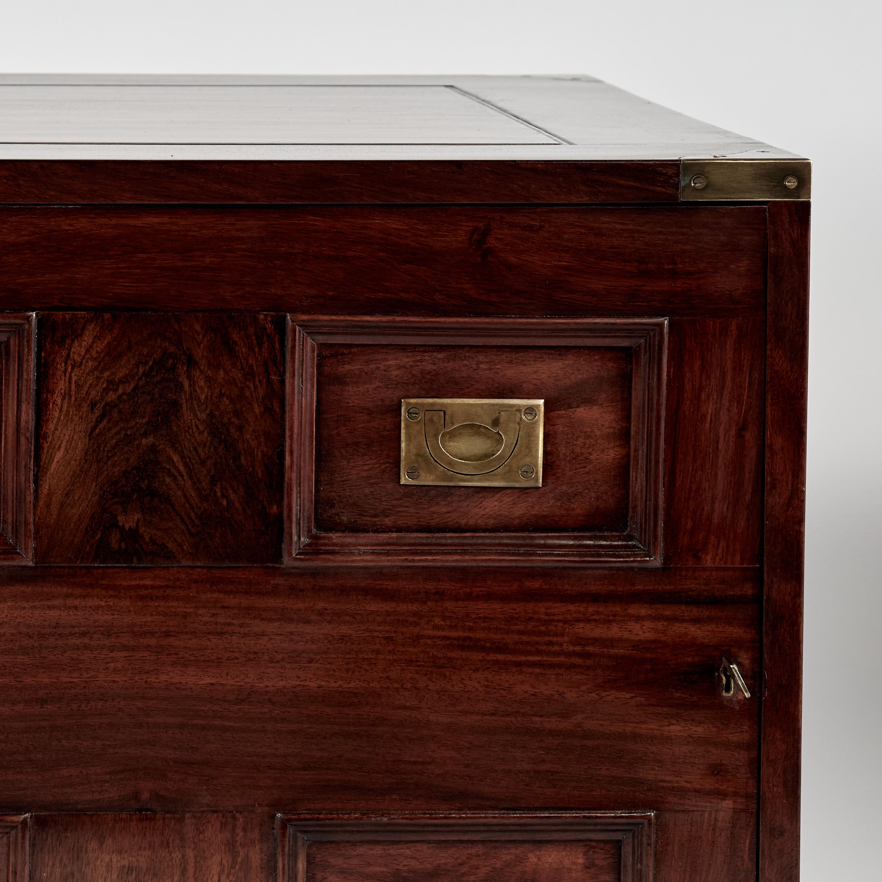 Hand-Crafted Mid Century Pair of Anglo Indian Campaign Night Stands For Sale
