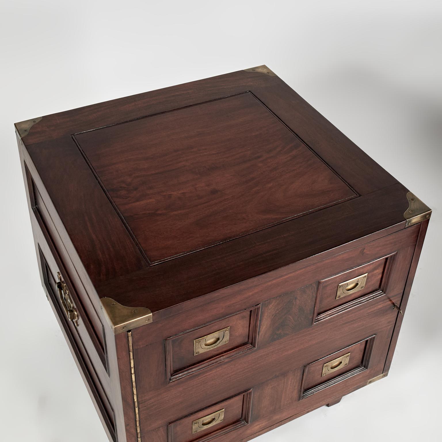 Mid Century Pair of Anglo Indian Campaign Night Stands For Sale 1