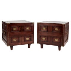 Mid Century Pair of Anglo Indian Campaign Night Stands