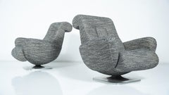 Mid-Century Modern Armchairs, Fabric Upholstery, Italian Design, 1960s
