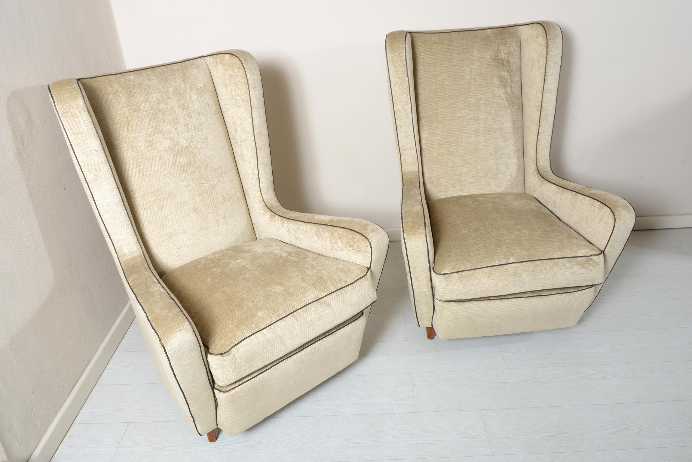Italian Midcentury Pair of Armchairs by Arch, Gamberini Florence
