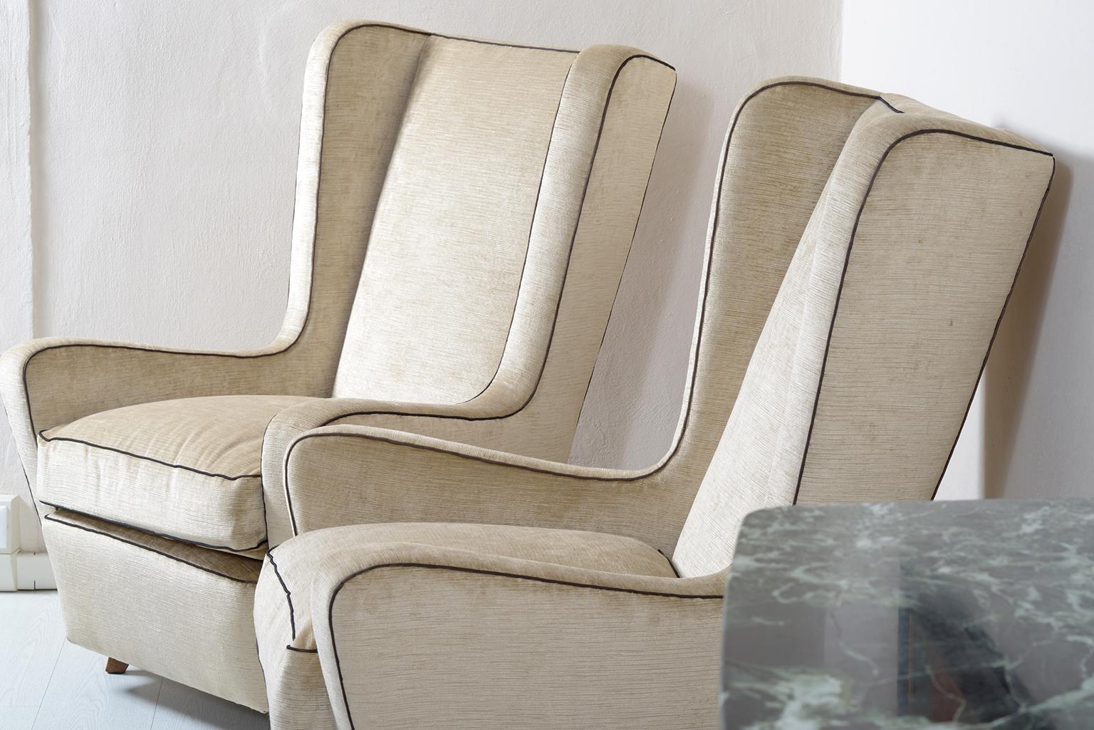 Midcentury Pair of Armchairs by Arch, Gamberini Florence 1