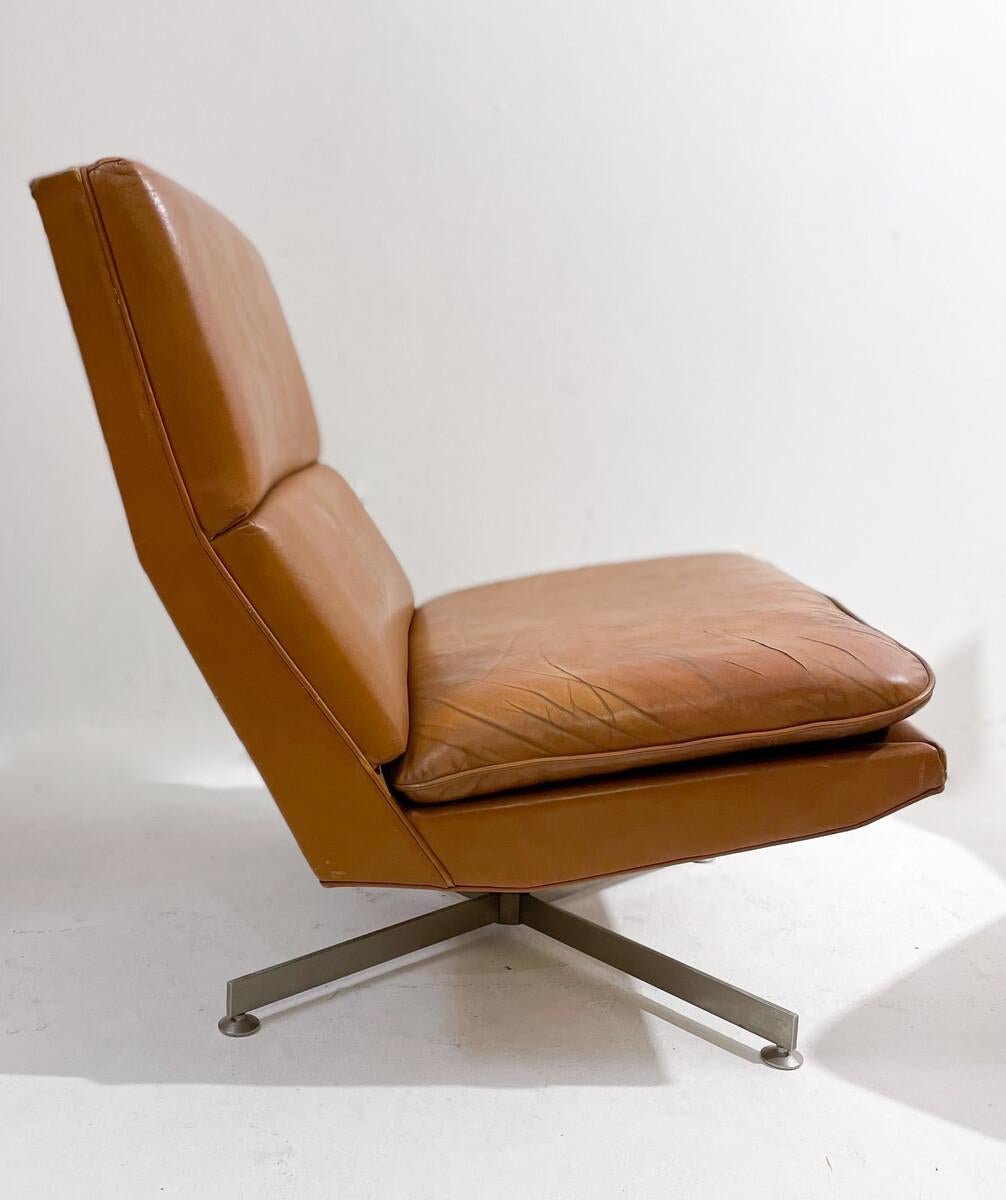 Mid-Century Modern Pair of Armchairs by Georges van rijck for Beaufort, Vegan Leather, Belgium, 1960s