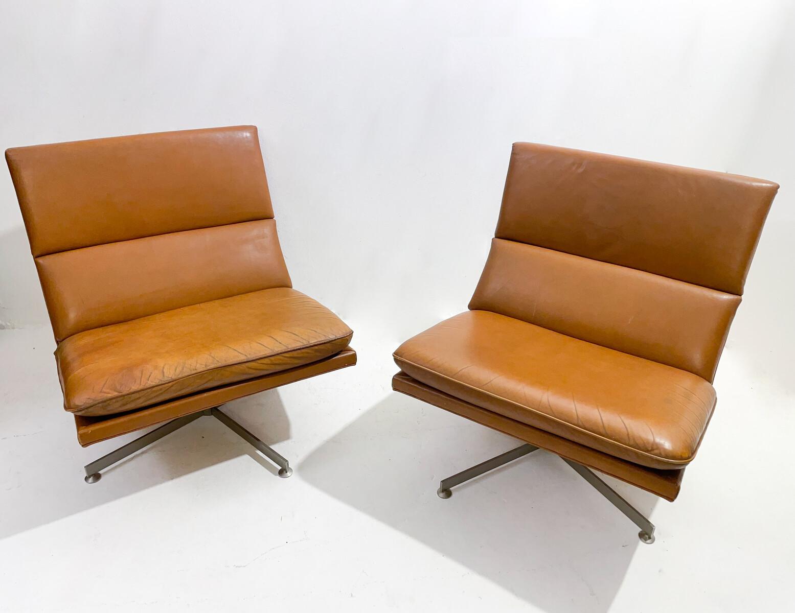Mid-20th Century Mid-Century  Pair of Armchairs by Georges van rijck, Beaufort, Vegan Leather