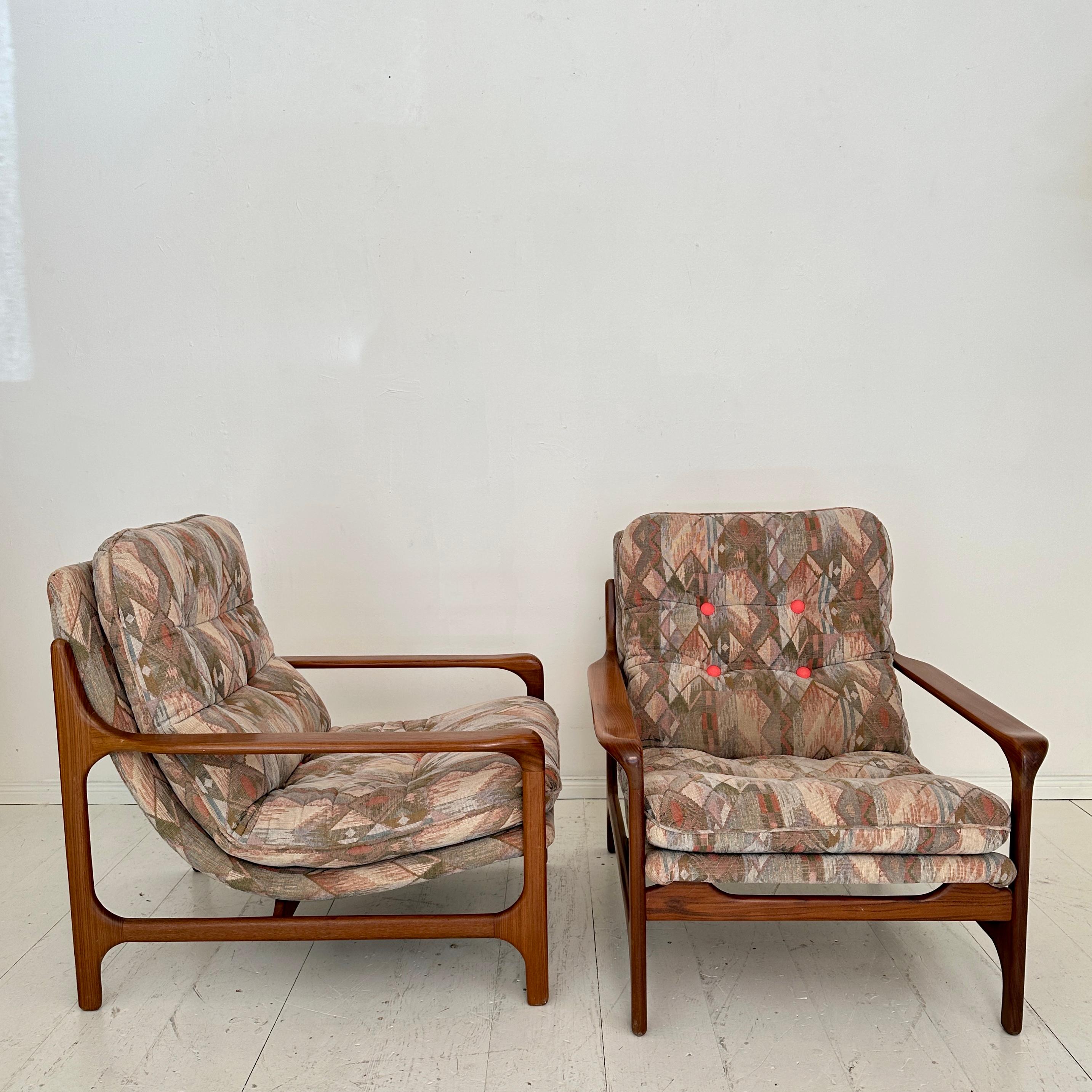 Mid-Century moderno Coppia di poltrone di metà secolo in teak nello stile di Eugen Schmidt, 1960 circa in vendita