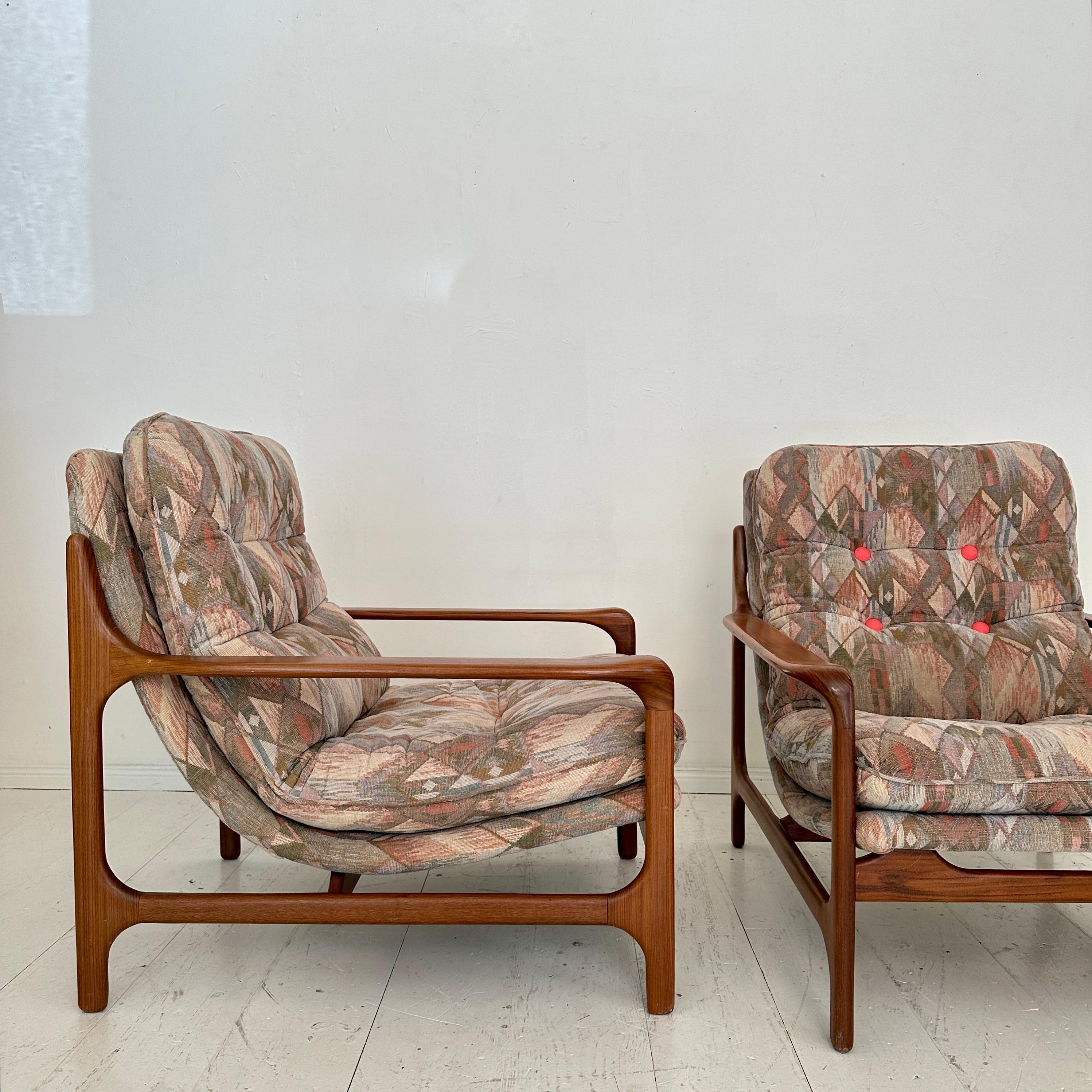 Tedesco Coppia di poltrone di metà secolo in teak nello stile di Eugen Schmidt, 1960 circa in vendita