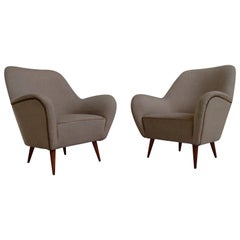 Midcentury Pair of Armchairs Perfekter Originalzustand Beige Jute