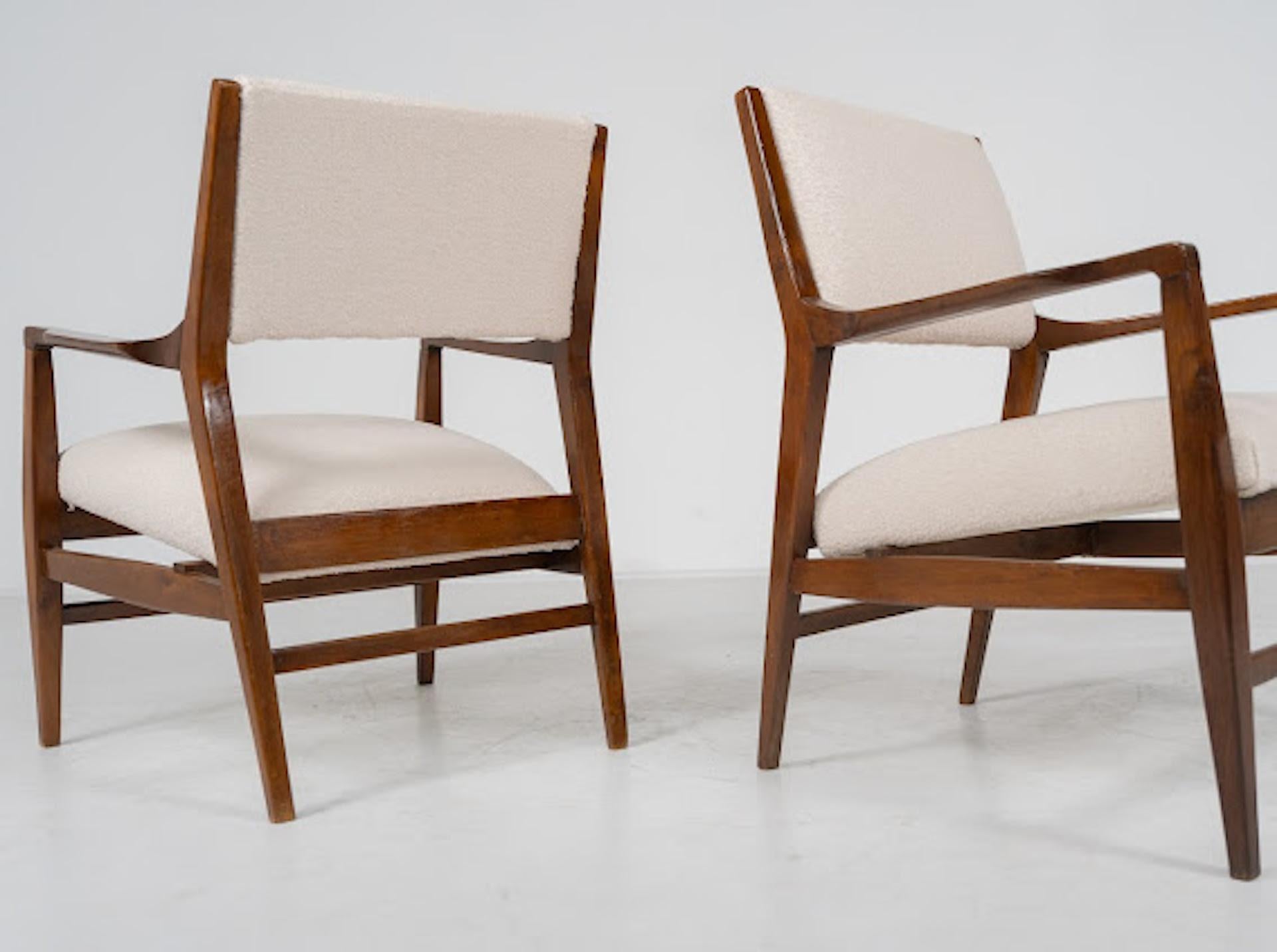 Coppia di poltrone di metà secolo, Wood e Fabrice, Italia, anni '60 in vendita 6