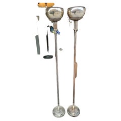 Mid-Century Pair of Art Deco Torchiere Lamps in Nickel
