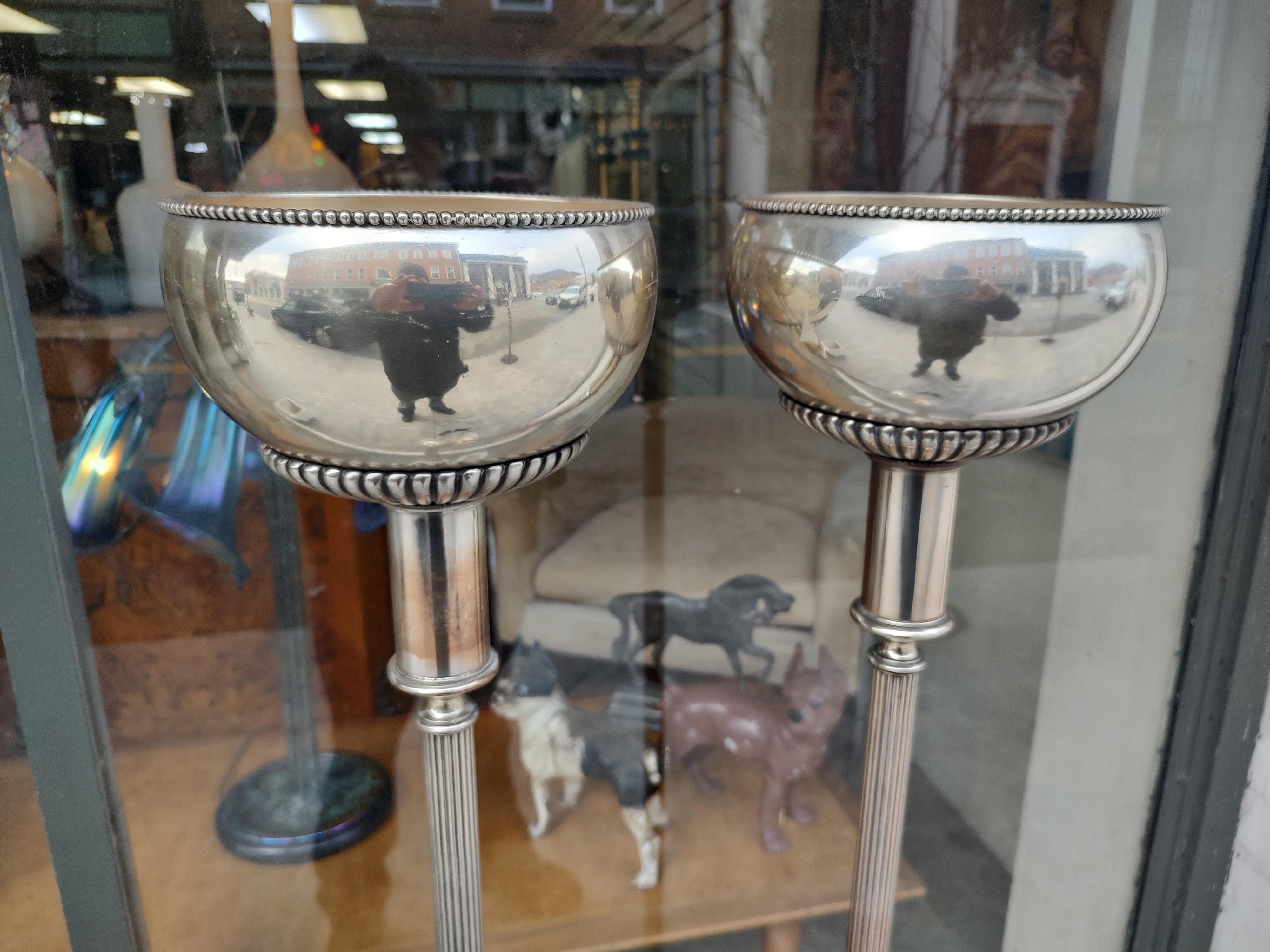 Mid-20th Century Mid-Century Pair of Art Deco Torchiere Lamps in Nickel For Sale