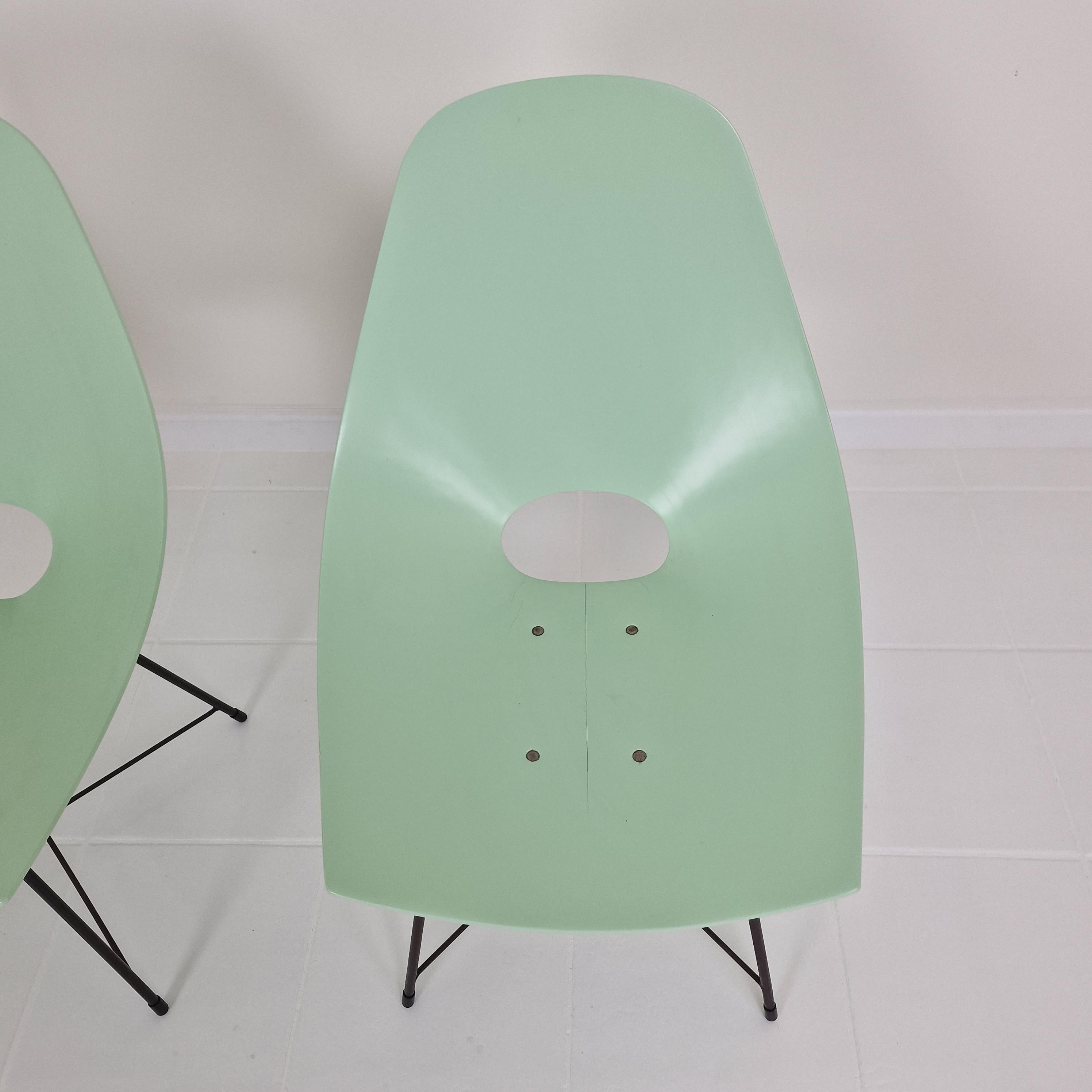Mid Century Pair of Augusto Bozzi Chairs for Saporiti, Italy 1950's For Sale 4