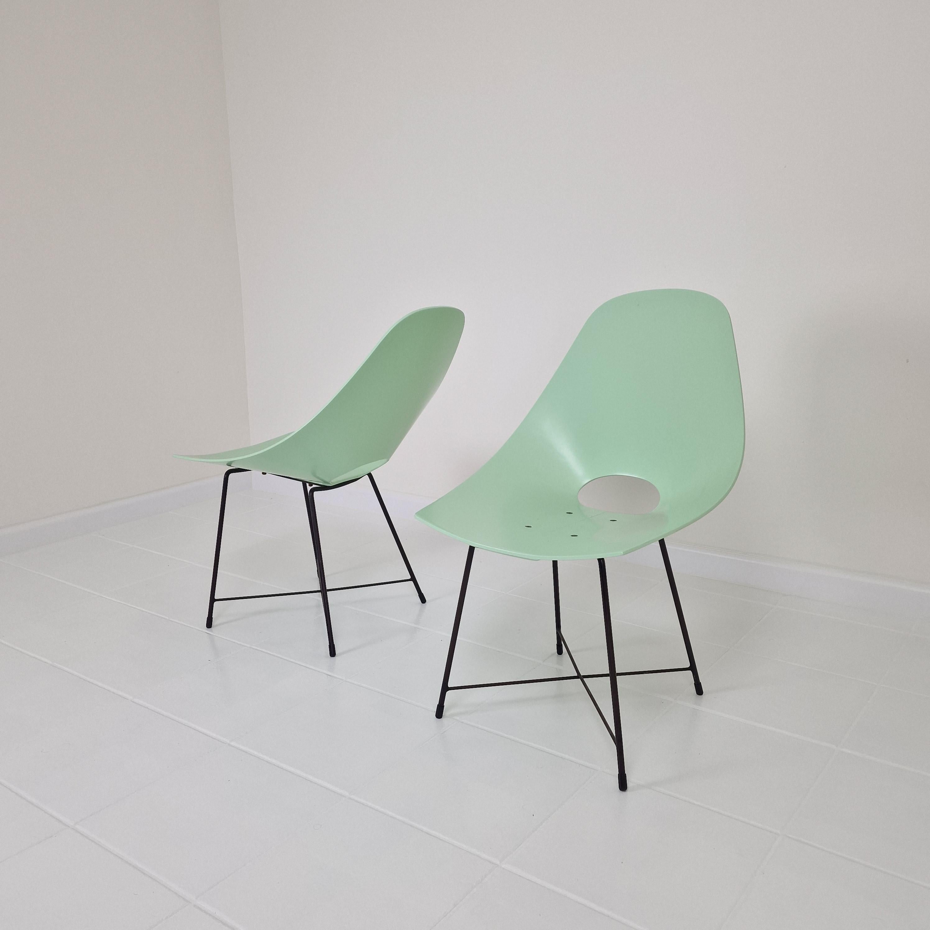 Mid-Century Modern Mid Century Pair of Augusto Bozzi Chairs for Saporiti, Italy 1950's For Sale