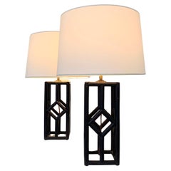 Paire de lampes de table en bambou du milieu du siècle dernier, vers 1970, Italie.