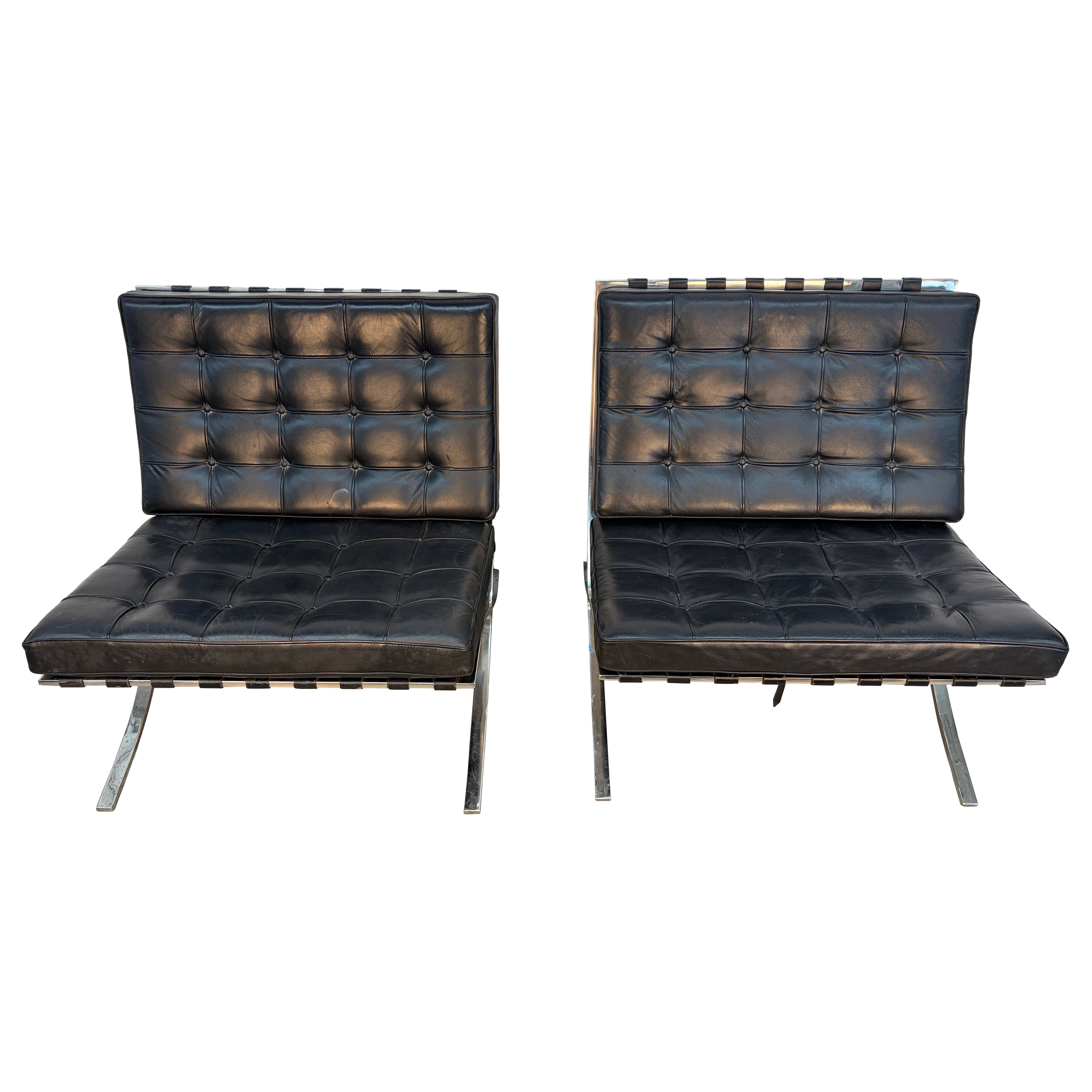 Mid-Century Pair of Barcelona Lounge Chairs