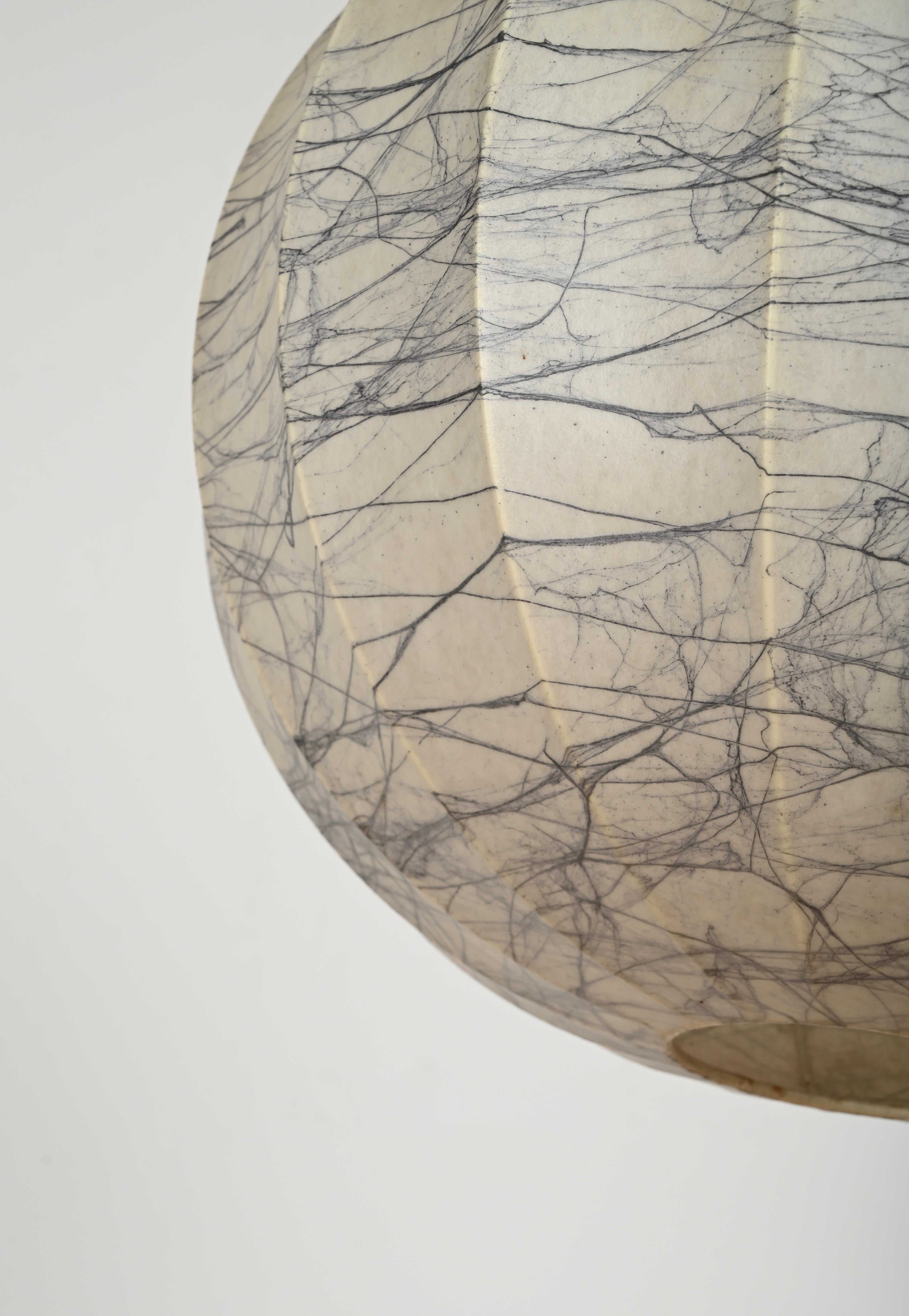 Mid-Century Pair of Large Veined Beige Cocoon Pendant by Castiglioni, Italy 1960 8