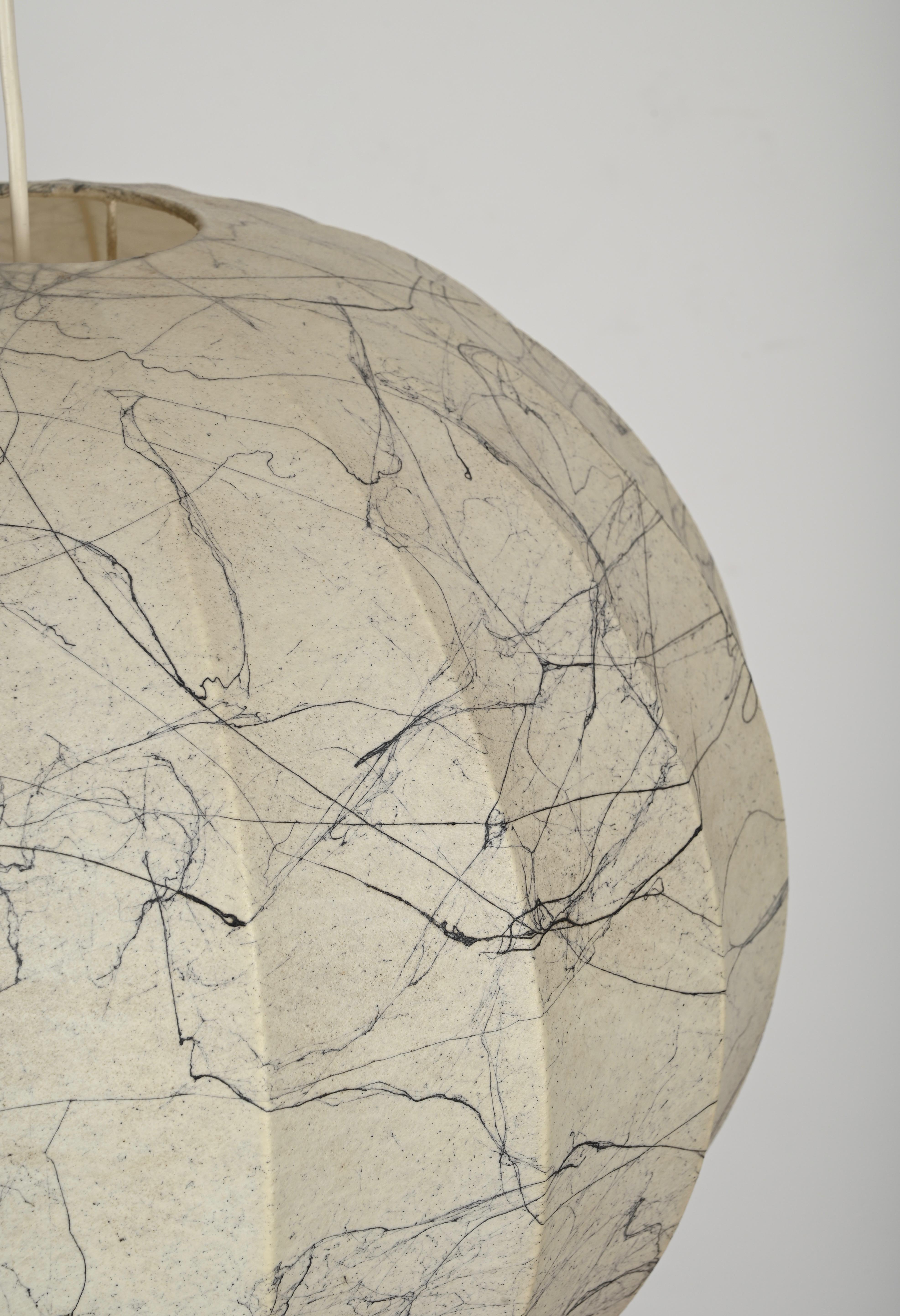 Mid-20th Century Mid-Century Pair of Large Veined Beige Cocoon Pendant by Castiglioni, Italy 1960