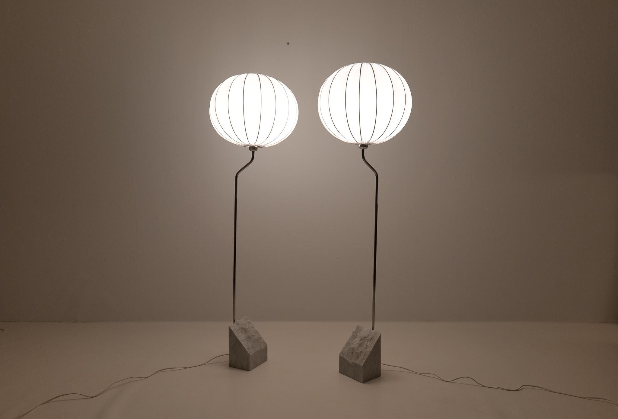 Mid-Century Pair of Bergboms Marble and Steel Floor Lamps, 1970s, Sweden For Sale 5