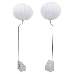 Retro Mid-Century Pair of Bergboms Marble and Steel Floor Lamps, 1970s, Sweden