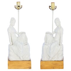 Paar Blanc de Chine Kwan Yin-Lampen aus der Mitte des Jahrhunderts