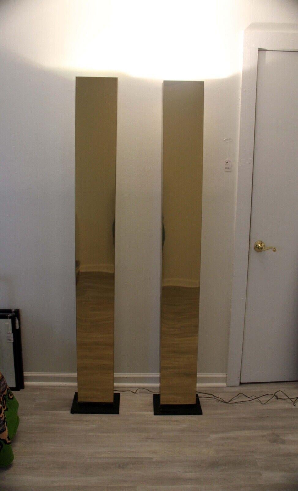 Mid-Century Pair of Brass Monolith Skyscraper Casella Torchiere Floor Lamps 5