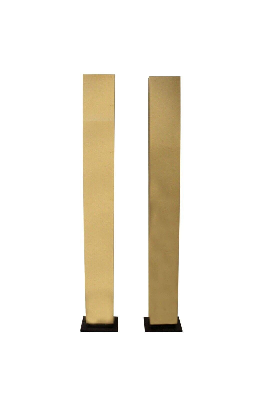 Mid-Century Pair of Brass Monolith Skyscraper Casella Torchiere Floor Lamps 6