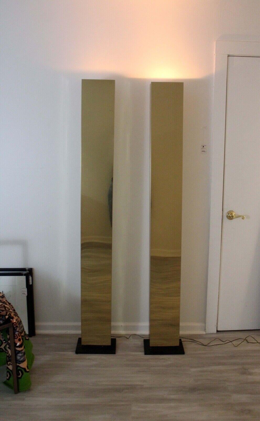 Mid-Century Pair of Brass Monolith Skyscraper Casella Torchiere Floor Lamps 3