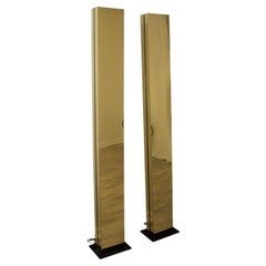 Mid-Century Pair of Brass Monolith Skyscraper Casella Torchiere Floor Lamps