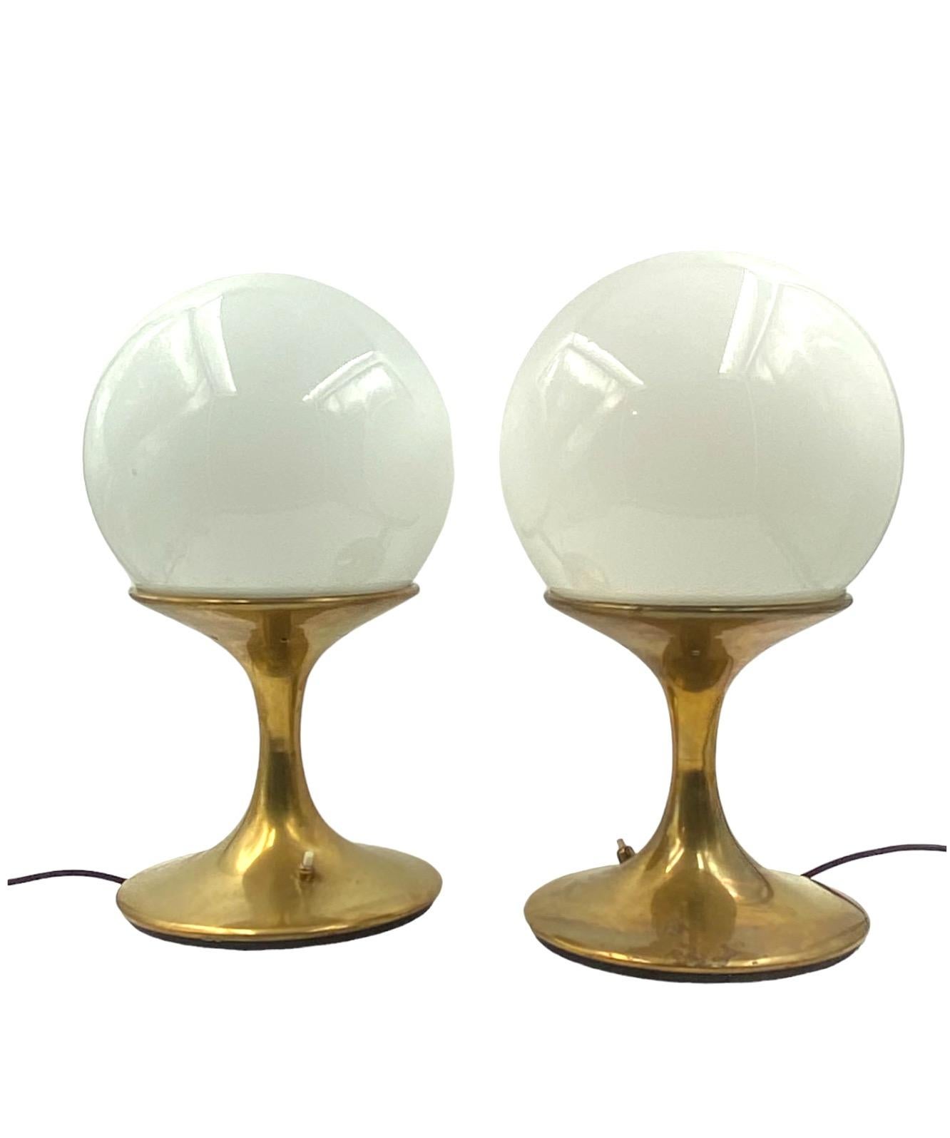 Mid-century pair of brass table lamp, Ingo Maurer, attr. Stilnovo Italy, 1960s 3