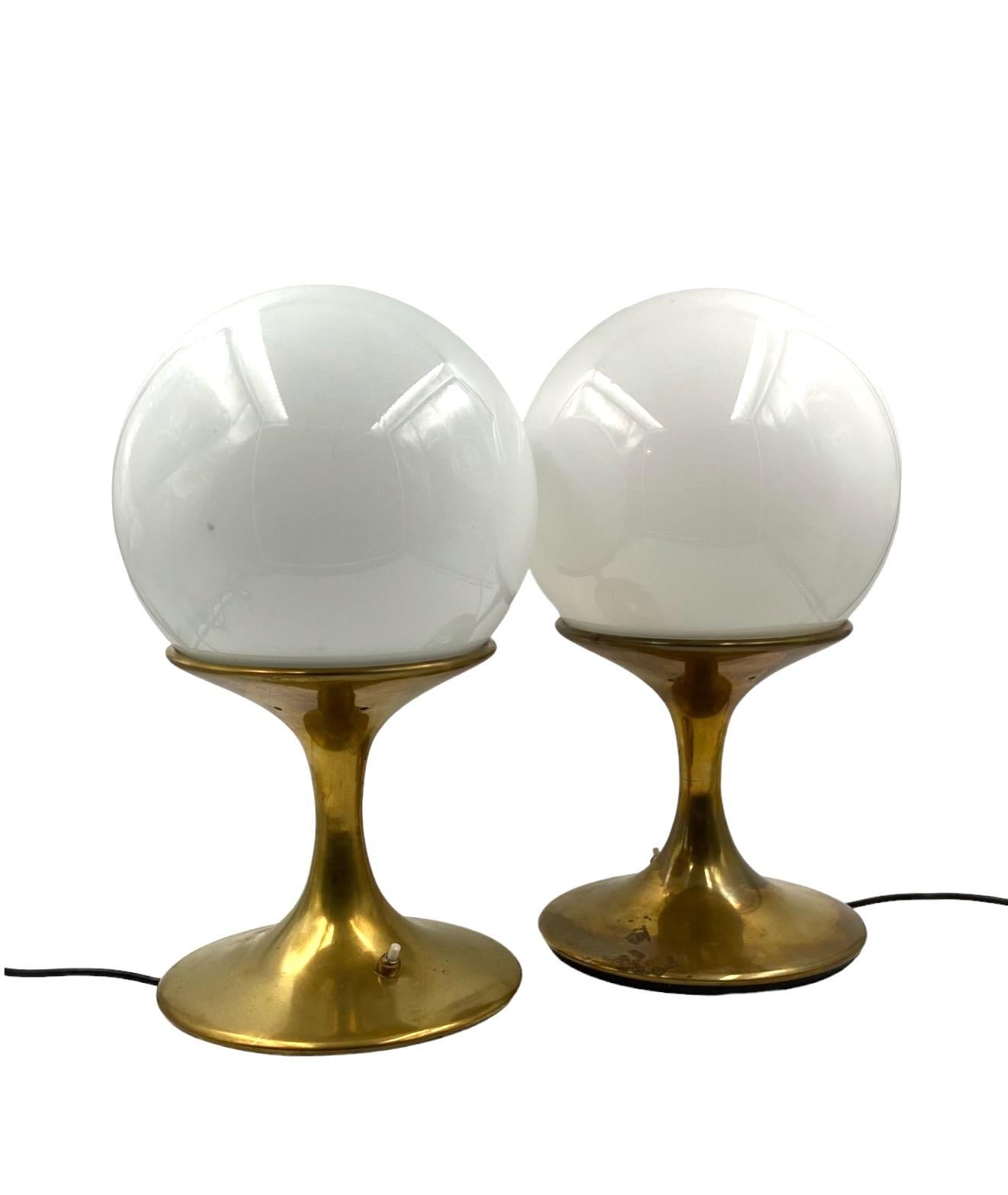 Mid-century pair of brass table lamp, Ingo Maurer, attr. Stilnovo Italy, 1960s 8